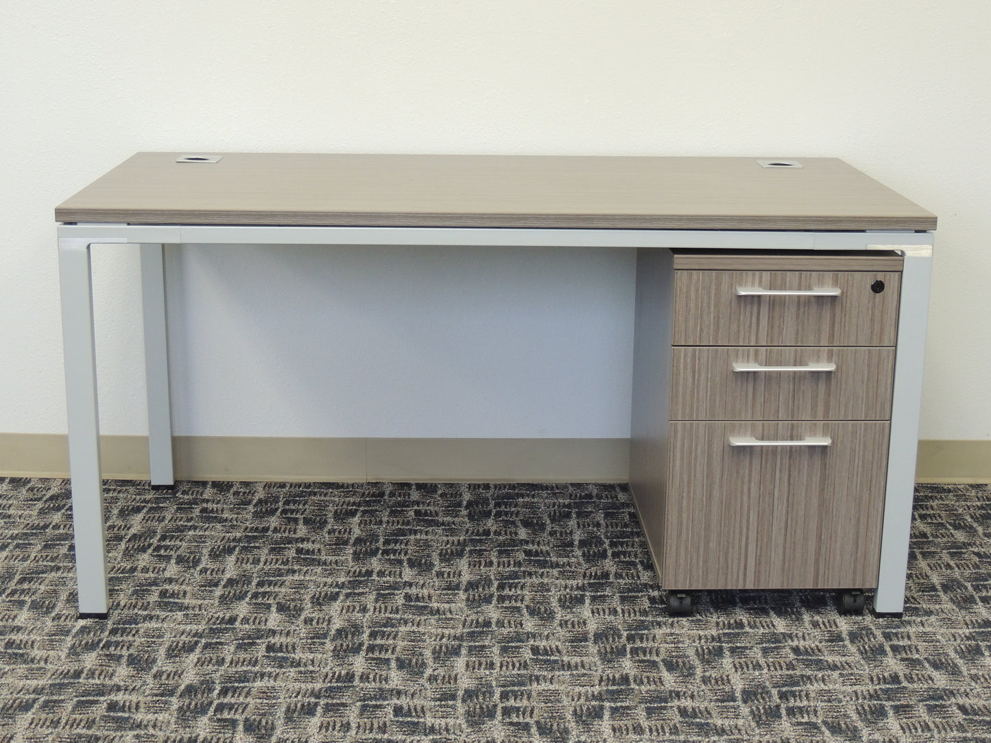 60"x24" Simple System Desk With Mobile 3 Drawer Unit