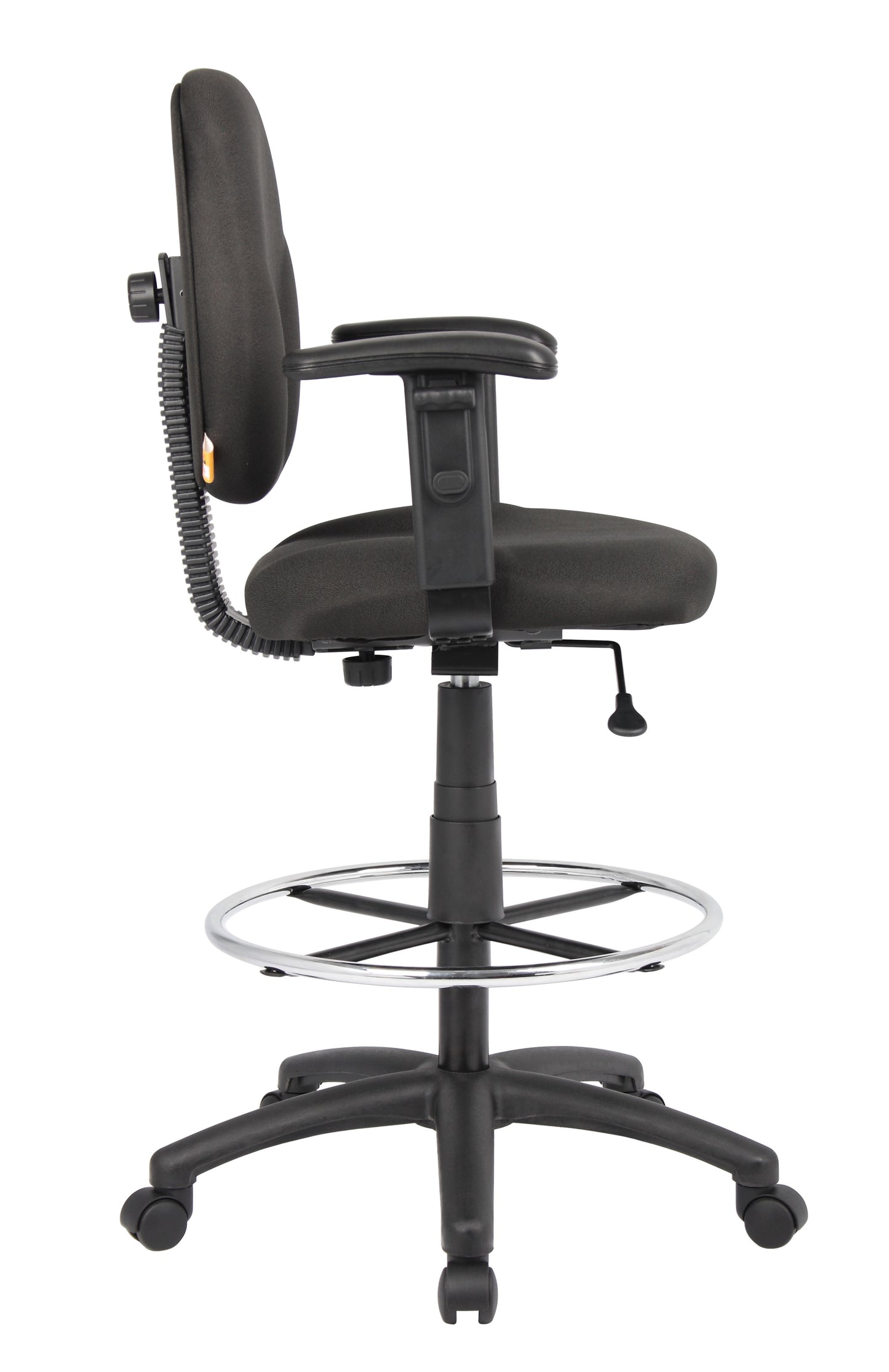 Boss Black Fabric Drafting Stools W/Adj Arms & Footring image 8