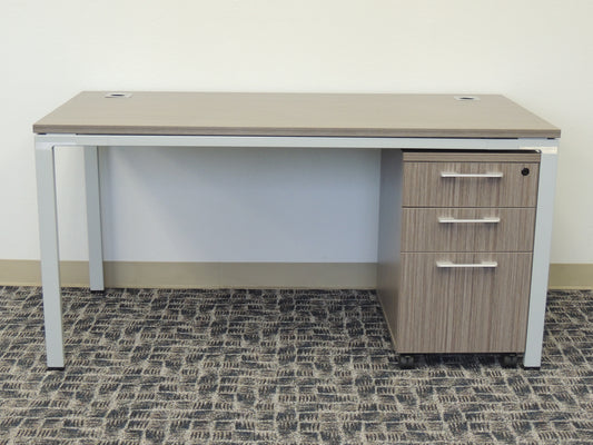 60"x24" Simple System Desk With Mobile 3 Drawer Unit