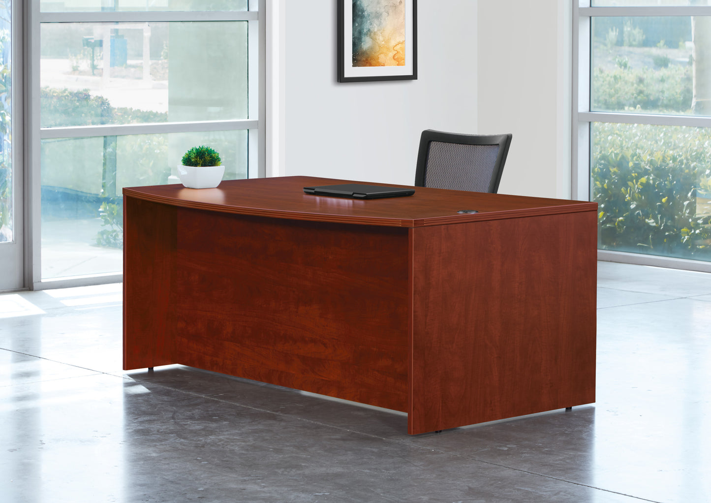 72"x42" Bow Front Desk Shell ( 7 Finishes )