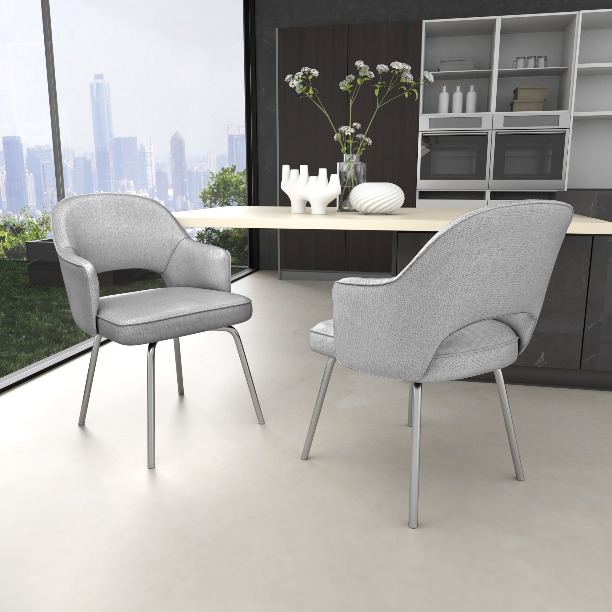 Grey Linen Guest Chair image 2