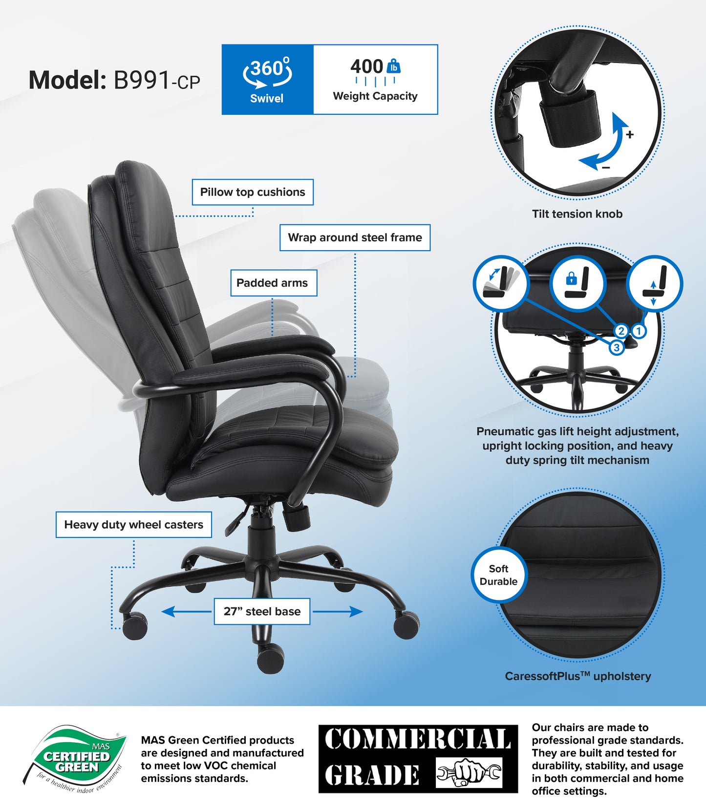 Boss Heavy Duty Double Plush CaressoftPlus Chair - 400 Lbs. image 3