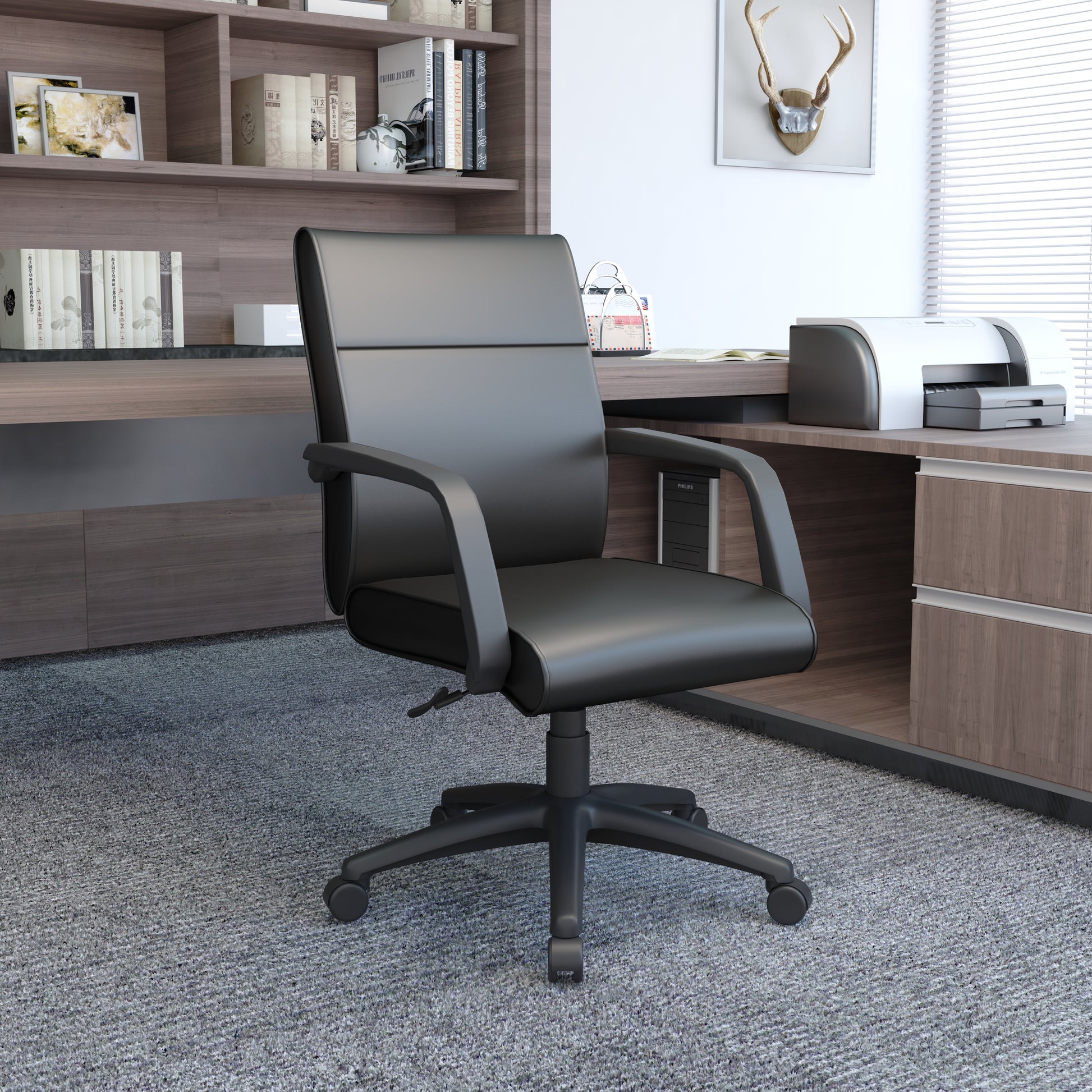 Boss Mid Back Executive Chair In LeatherPlus image 2