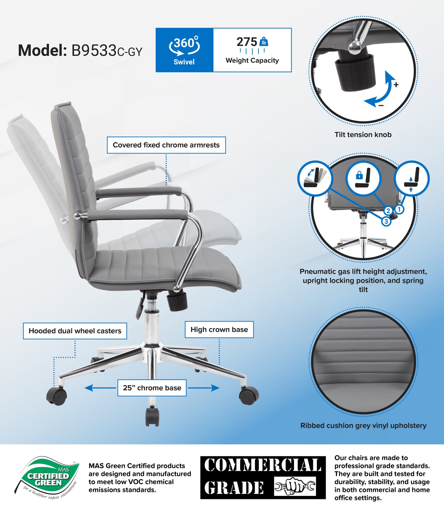 Boss Grey Vinyl Hospitality Chair image 3