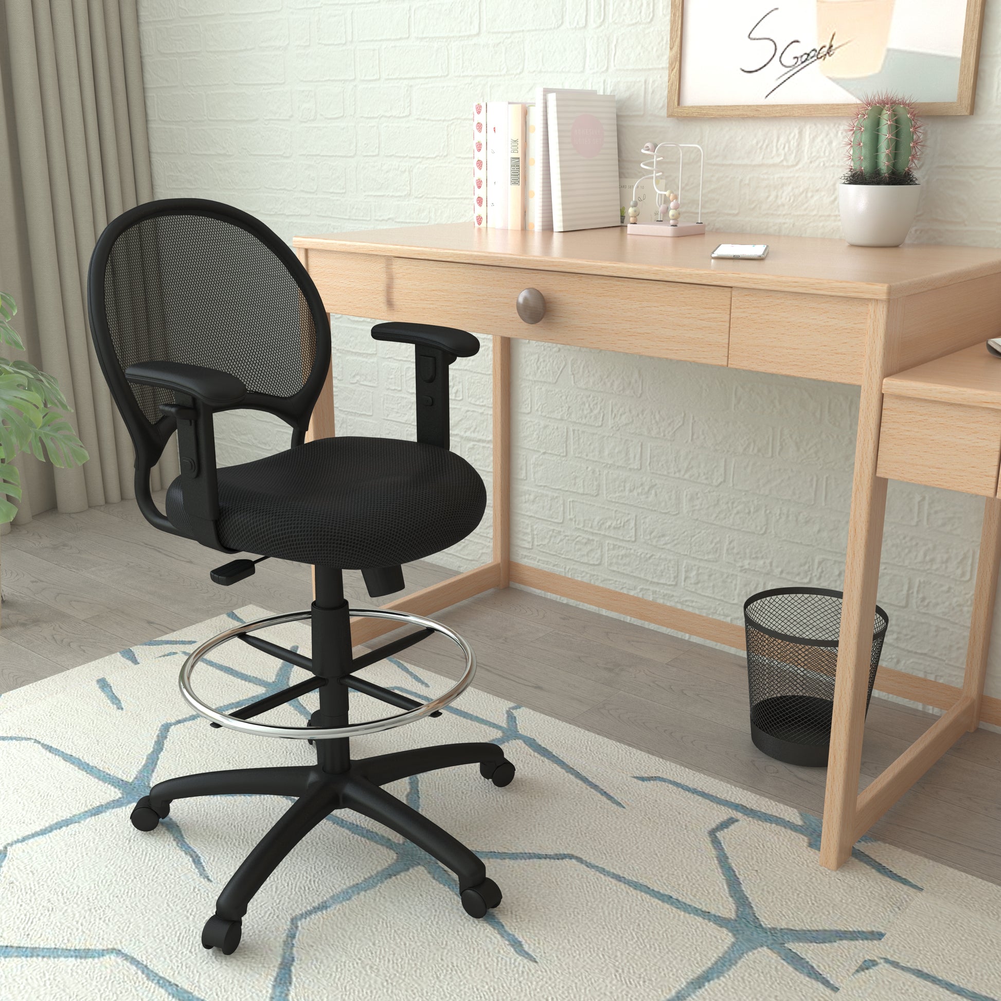 Boss Mesh Drafting Stool W/ Adjustable Arms image 2