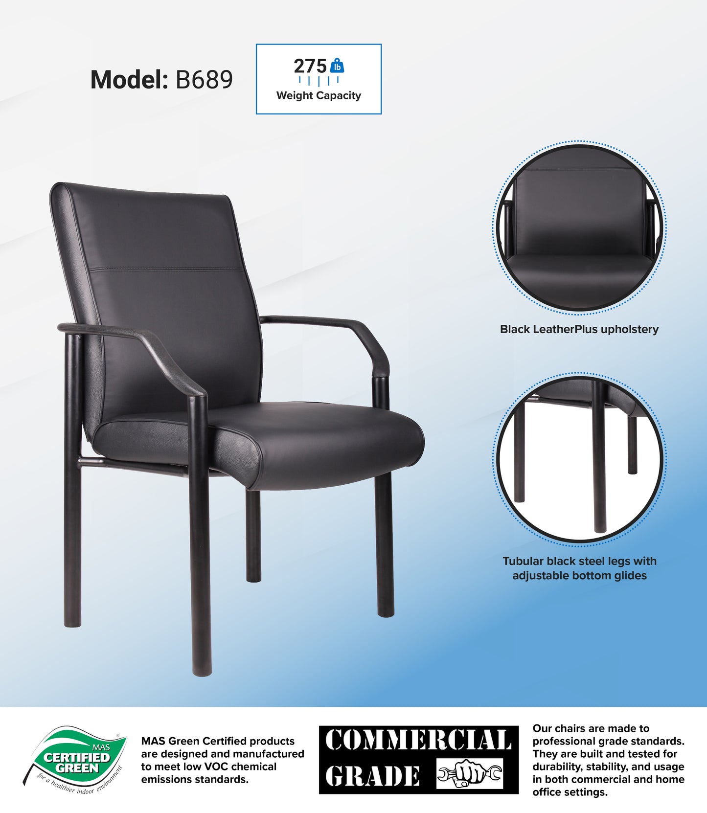 Boss Mid Back Guest Chair In LeatherPlus image 3