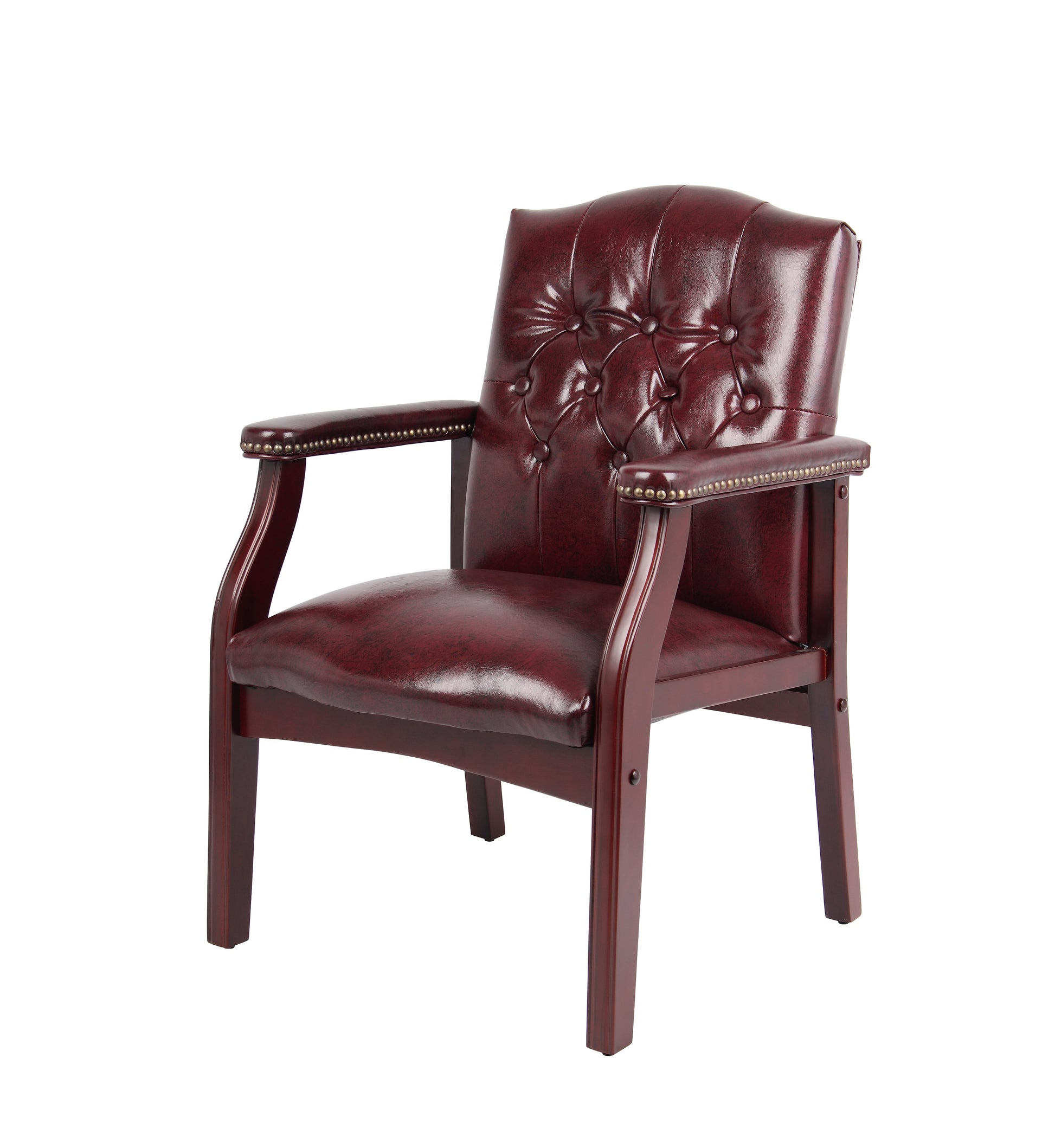 Boss Traditional Oxblood Vinyl guest, accent or dining chair W/ Mahogany Finish image 6