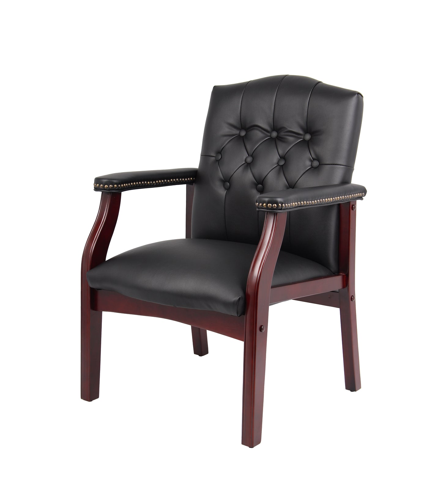 Boss Traditional Black Caressoft guest, accent or dining chair W/ Mahogany Finish image 6