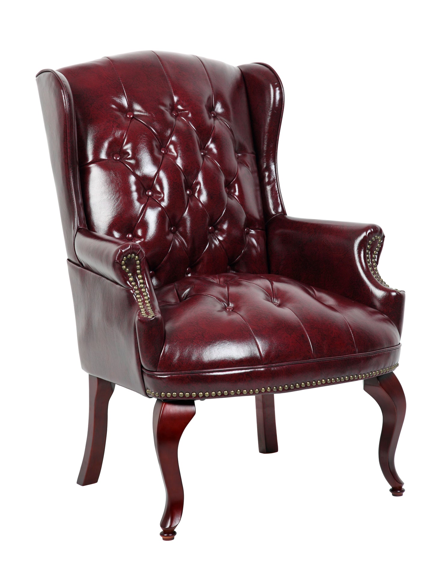 Boss Wingback Traditional Guest Chair In Burgundy
