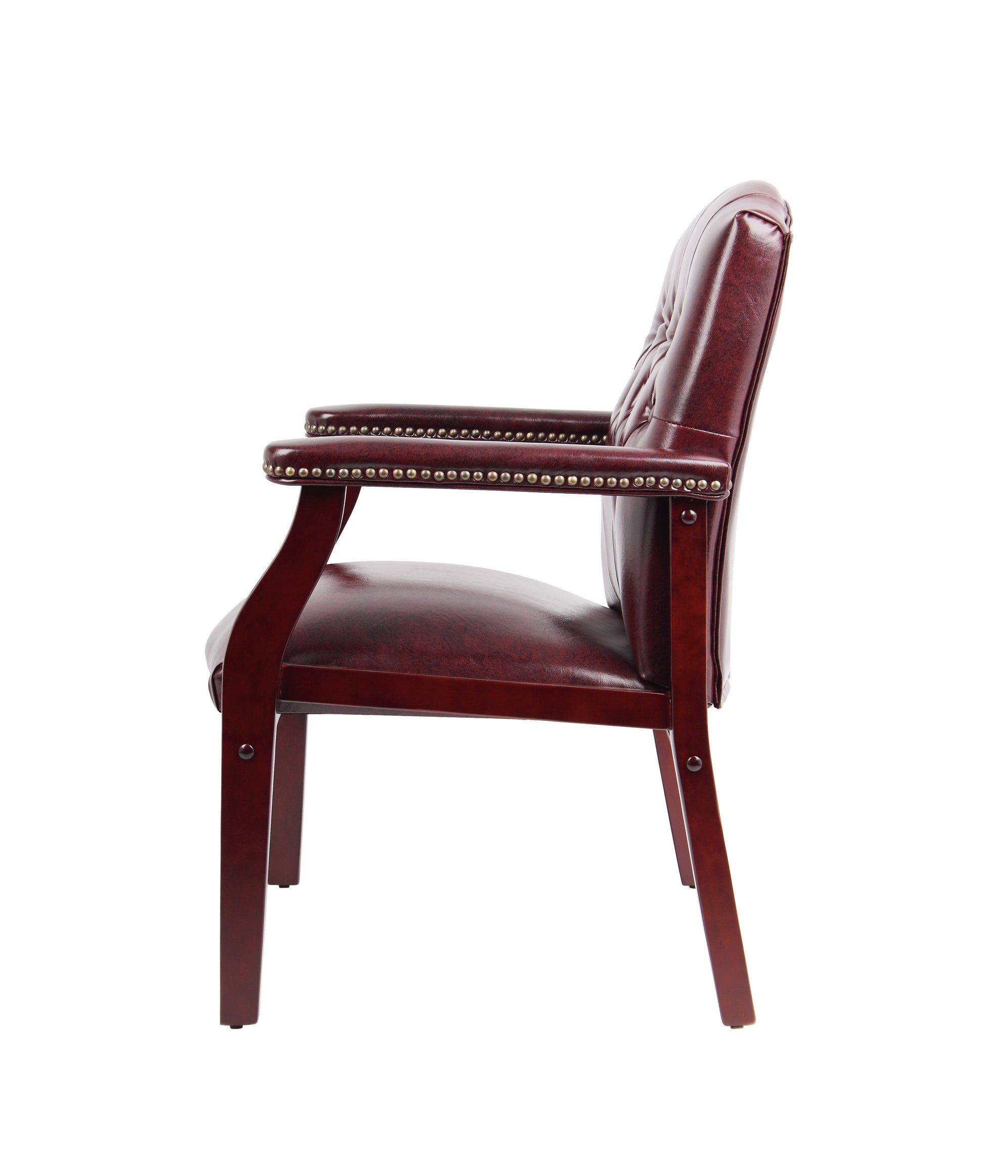 Boss Traditional Oxblood Vinyl guest, accent or dining chair W/ Mahogany Finish image 7