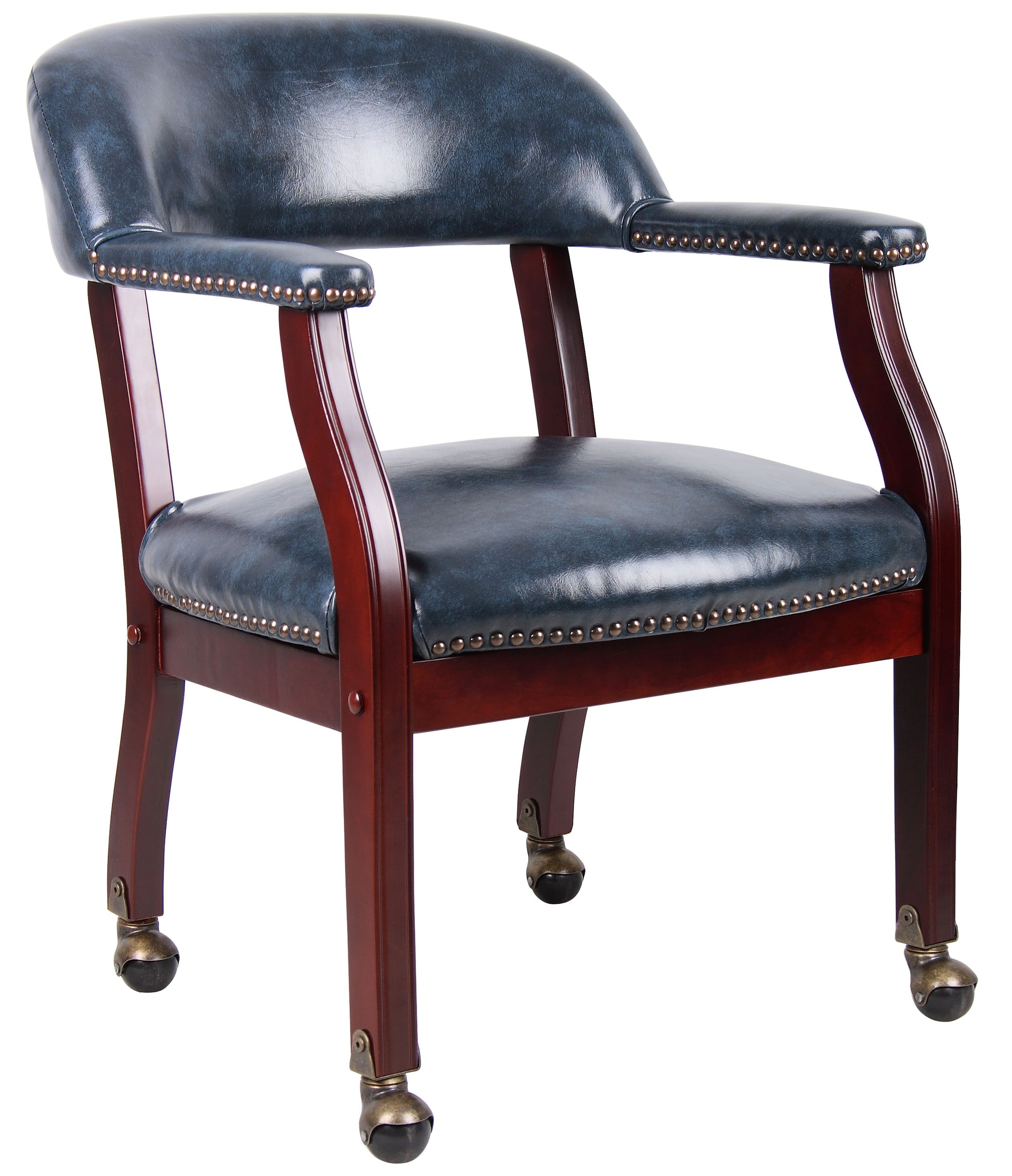 Boss Captain's guest, accent or dining chair in Blue Vinyl W/ Casters
