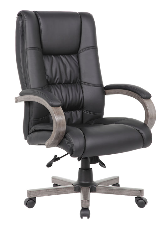 Boss High Back Executive Wood Finished Chair, Grey