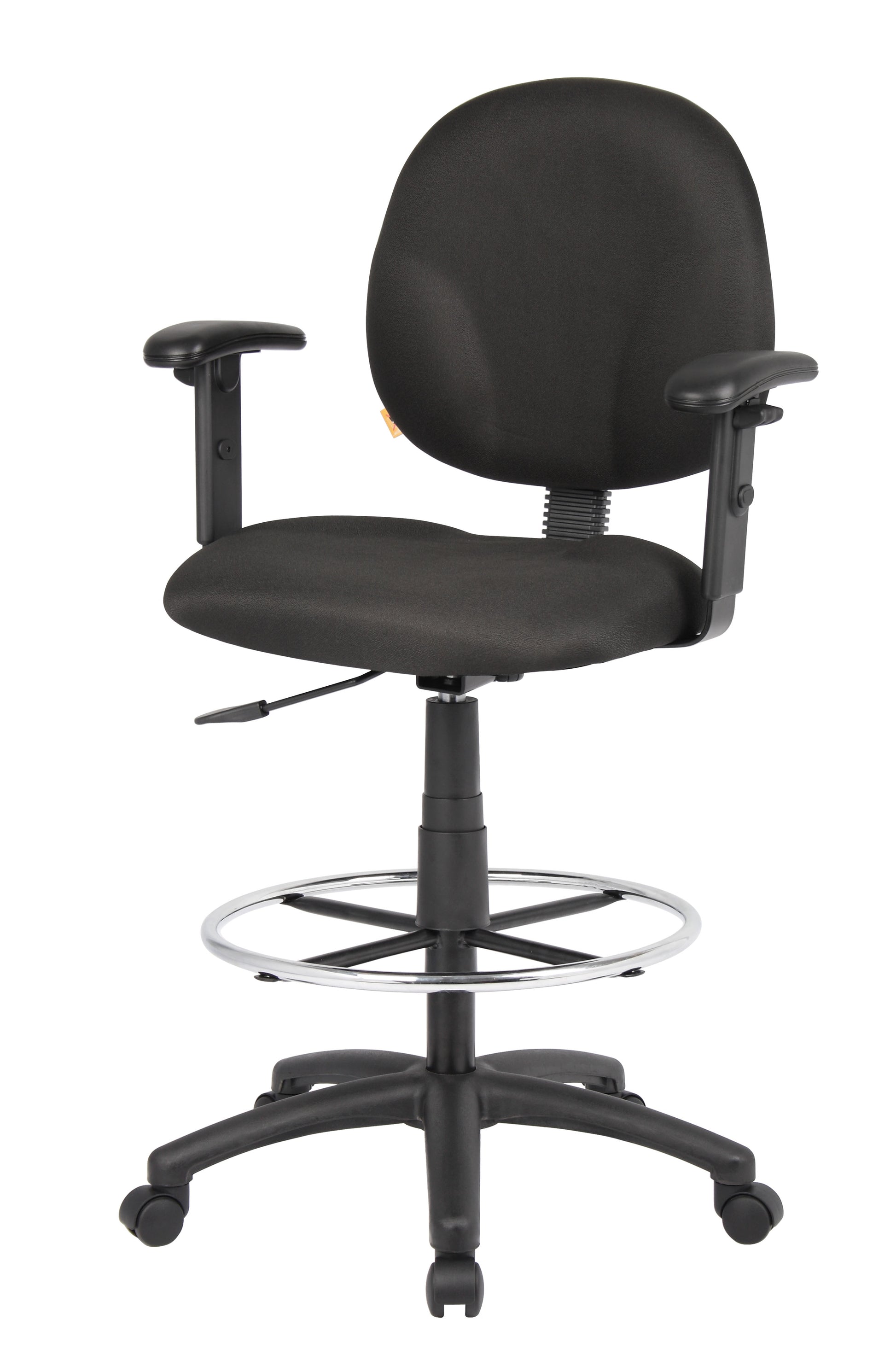 Boss Black Fabric Drafting Stools W/Adj Arms & Footring image 5