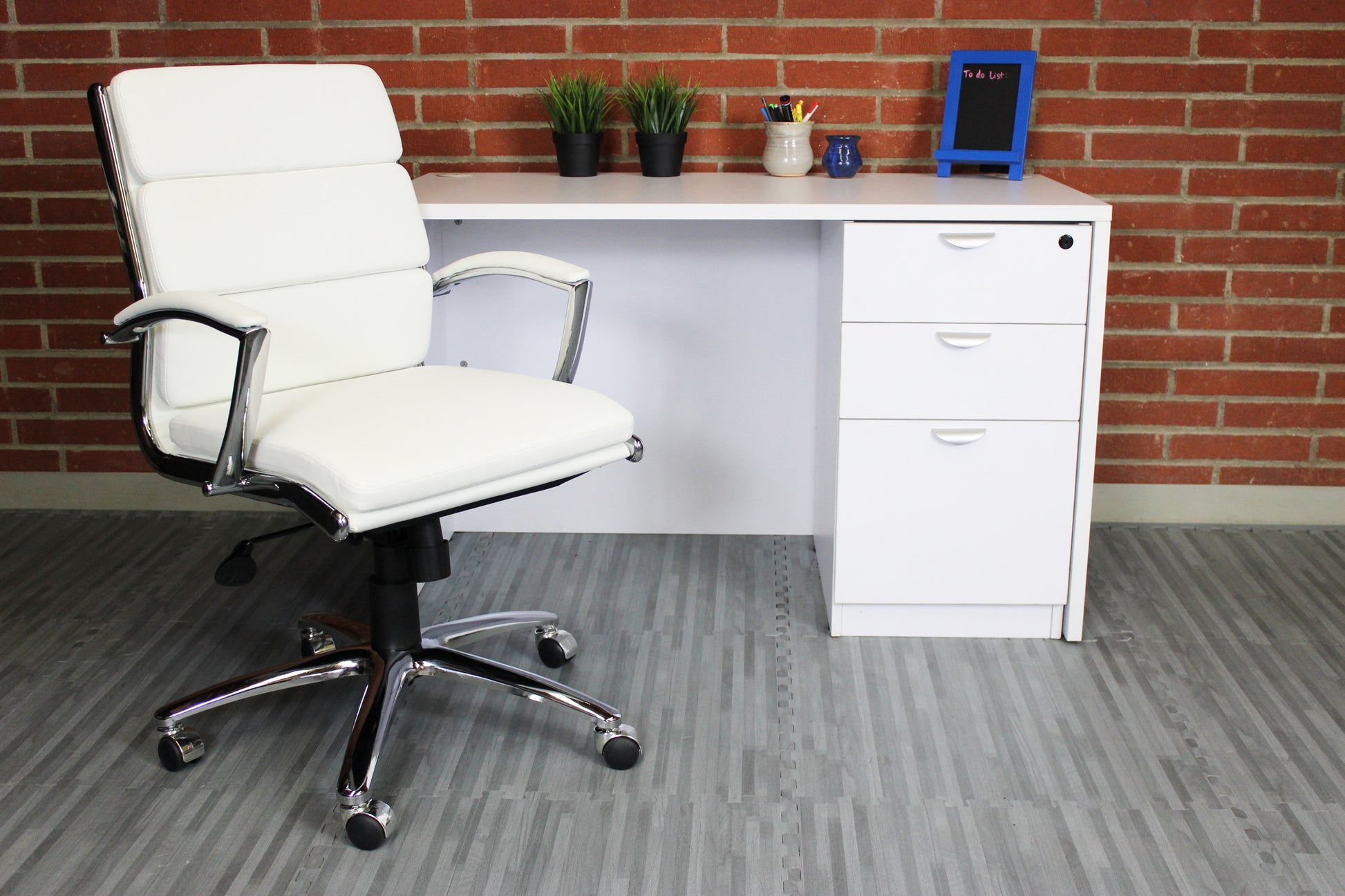 Boss Executive CaressoftPlus Chair with Metal Chrome Finish - Mid Back image 2