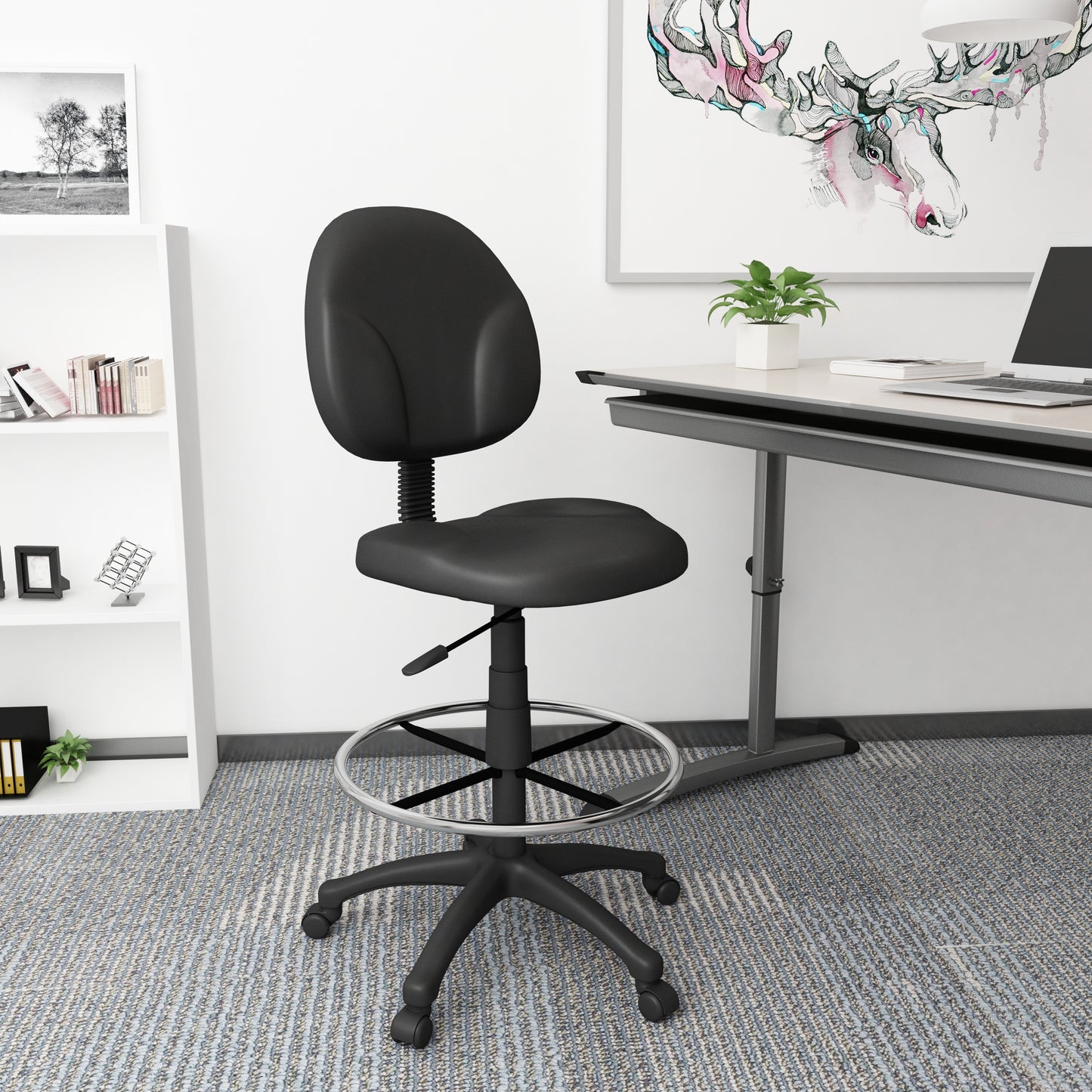 Boss Black Antimicrobial Drafting Stools W/Footring image 2