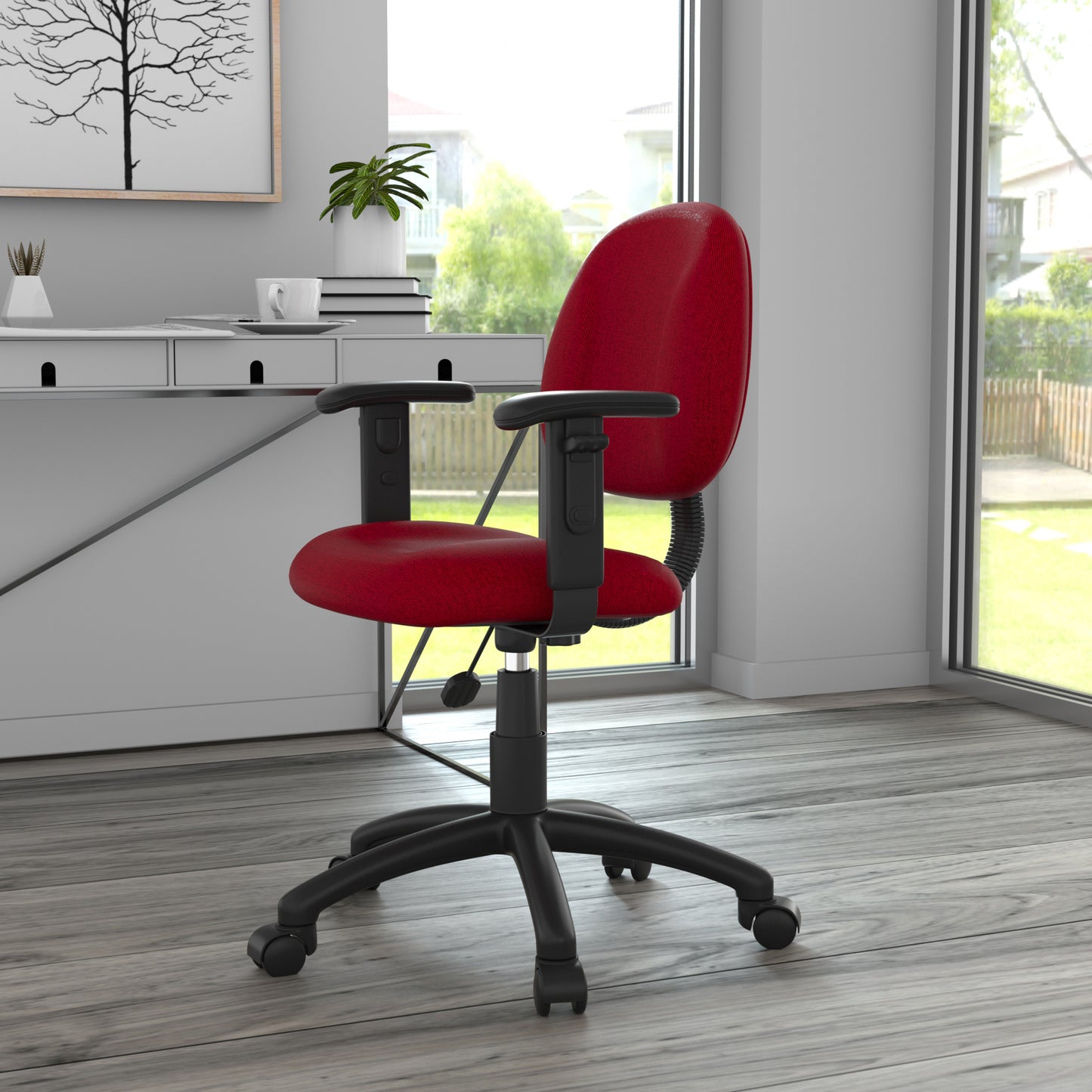 Boss Burgundy  Deluxe Posture Chair W/ Adjustable Arms image 2