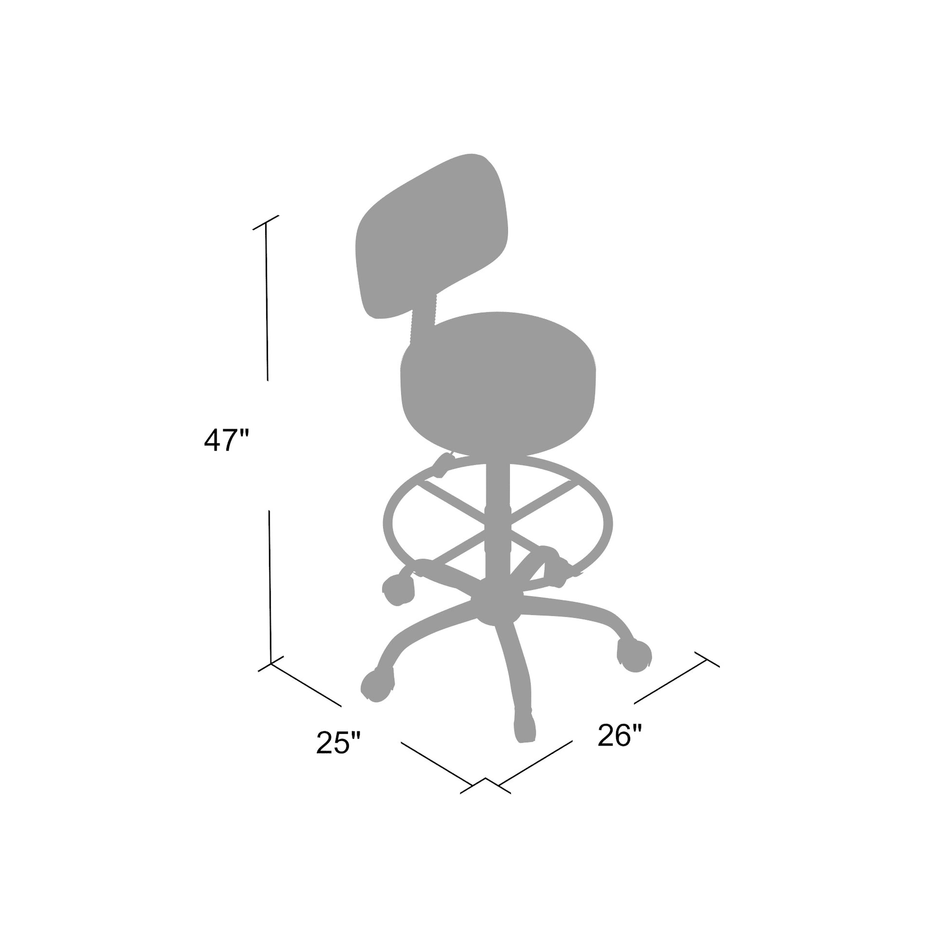 Boss Antimicrobial Vinyl Medical/Drafting Stool W/ Back Cushion image 4