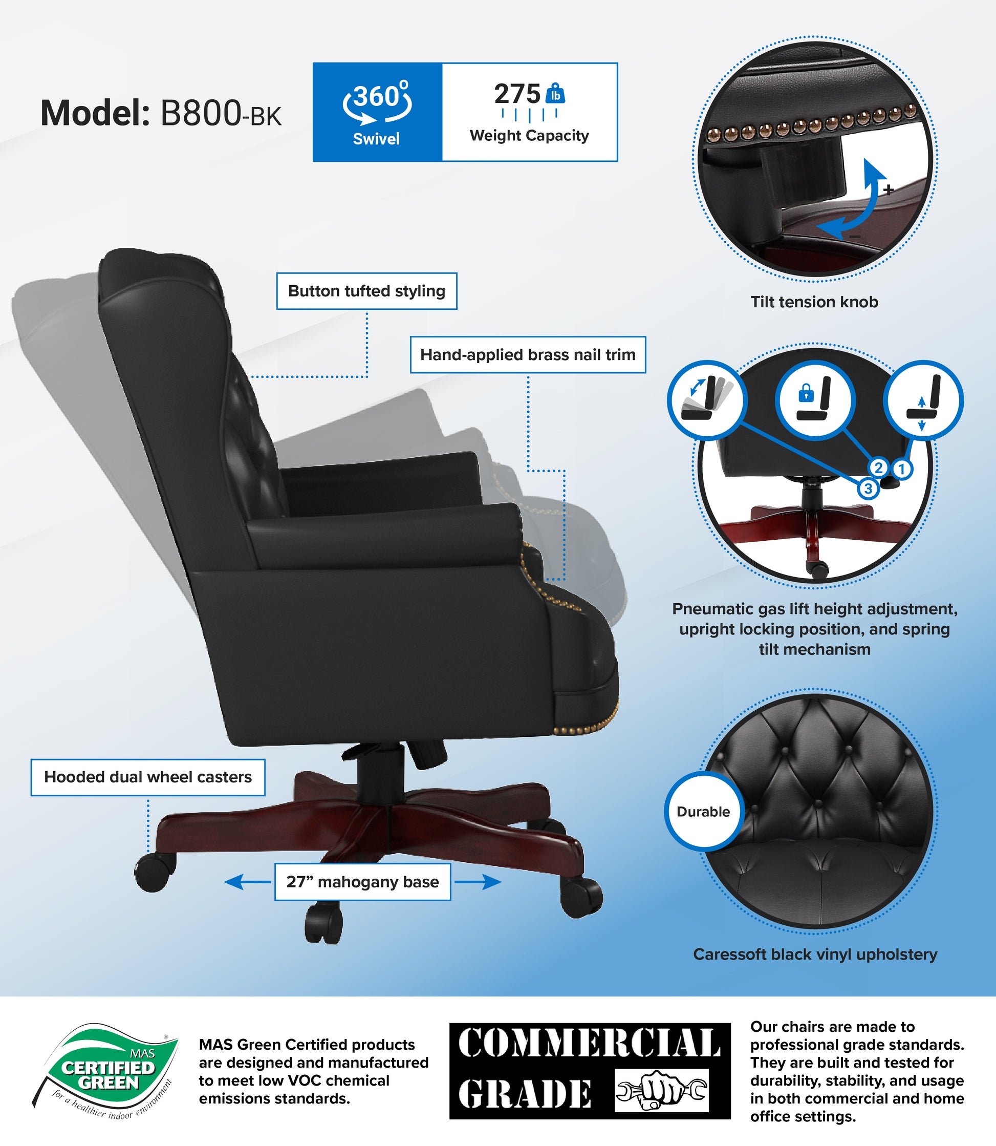 Boss Wingback Traditional Chair In Black image 3