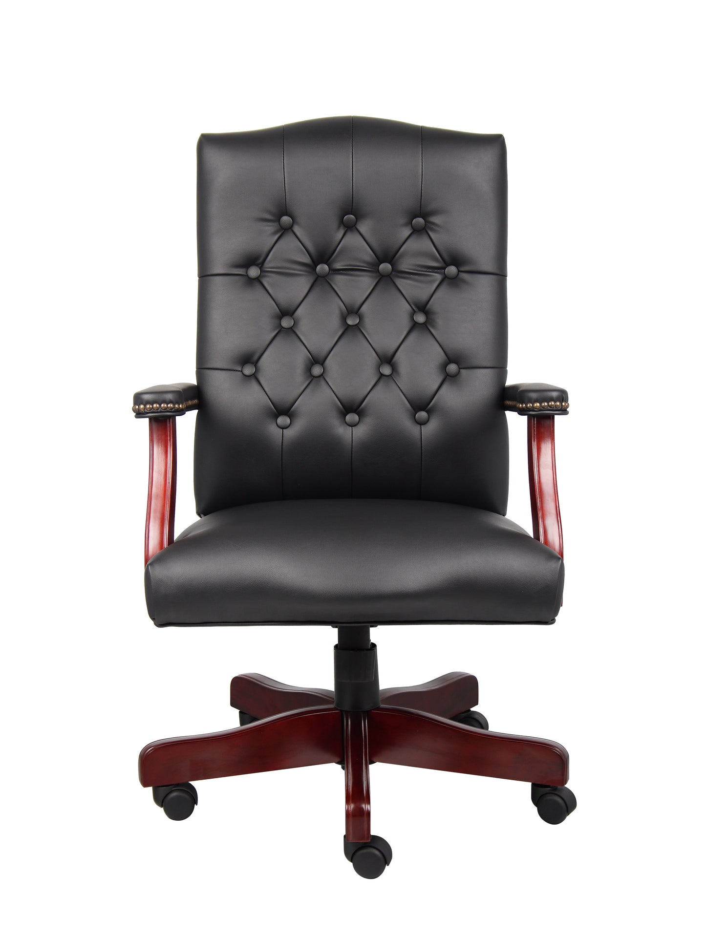 Boss Classic Black Caressoft Chair With Mahogany Finish Frame image 5