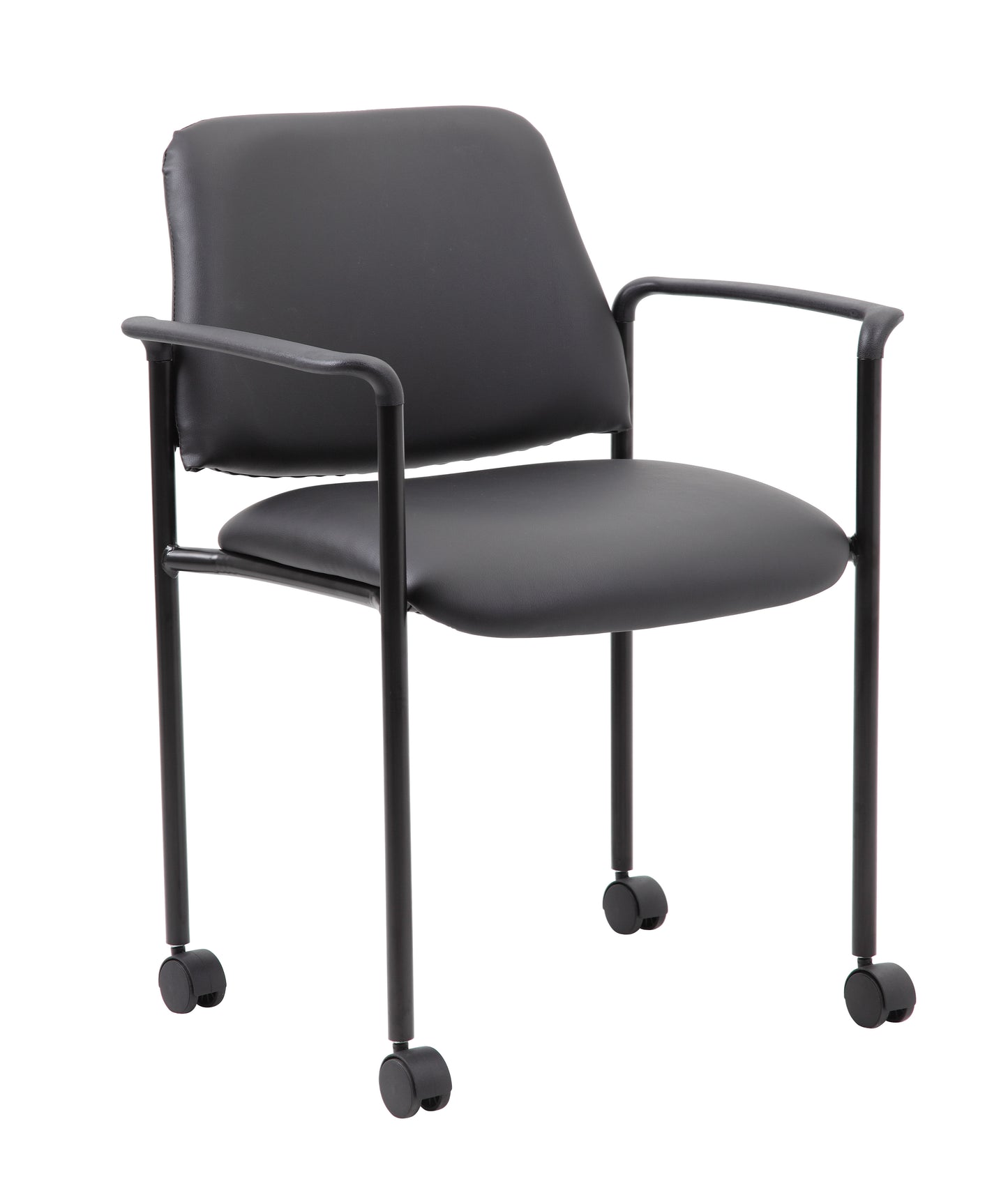 Boss Square Back  Diamond Stacking Chair W/Arm In Black Caressoft