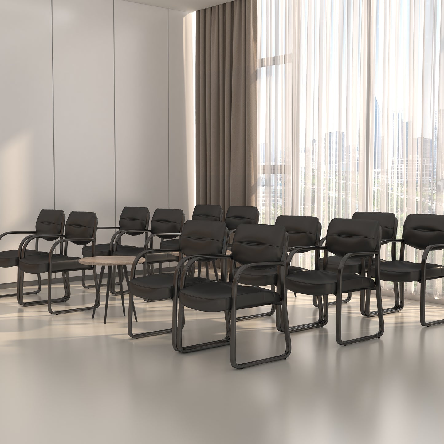Boss Leather Sled Base Side Chair, Black image 2