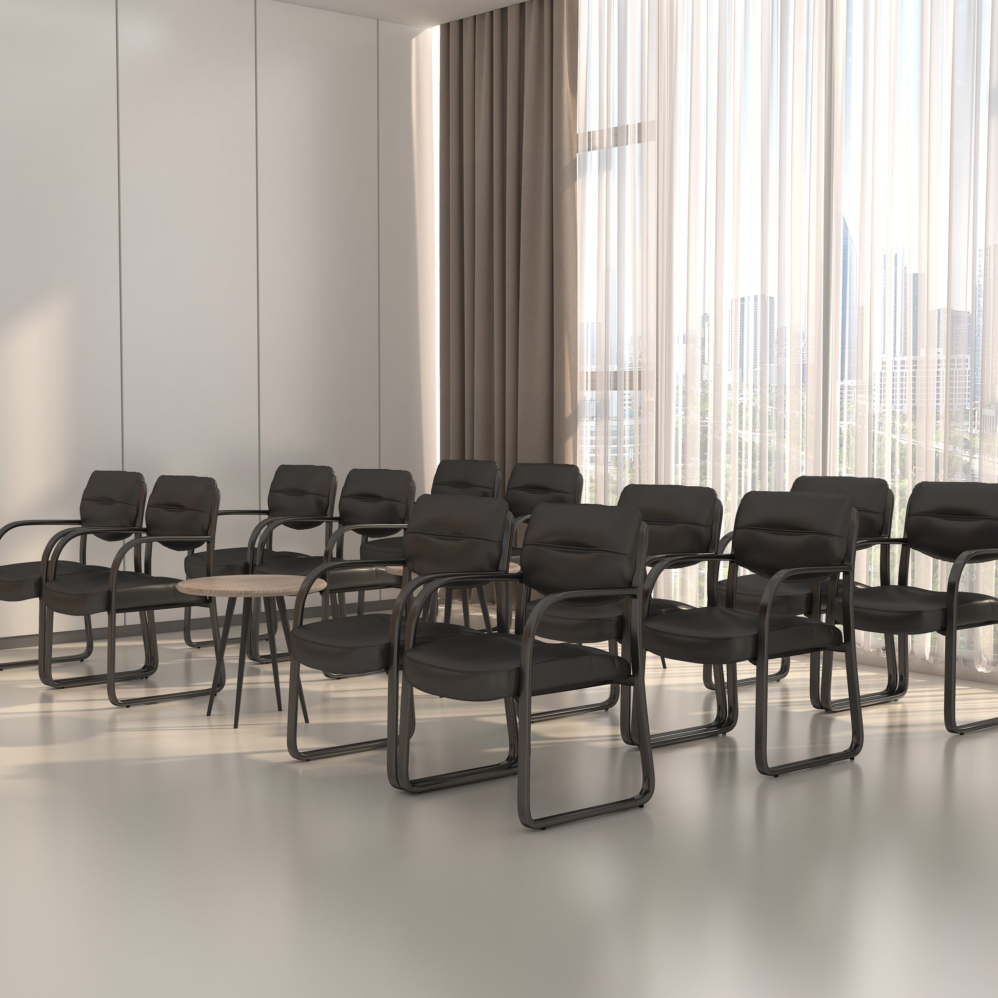 Boss Leather Sled Base Side Chair, Black image 2