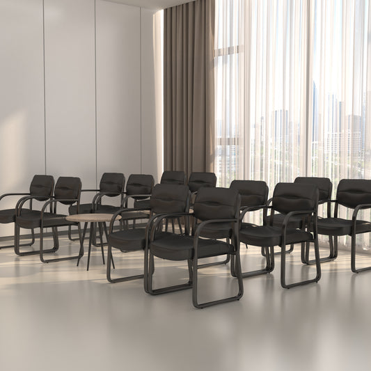 Boss Leather Sled Base Side Chair, Black image 2
