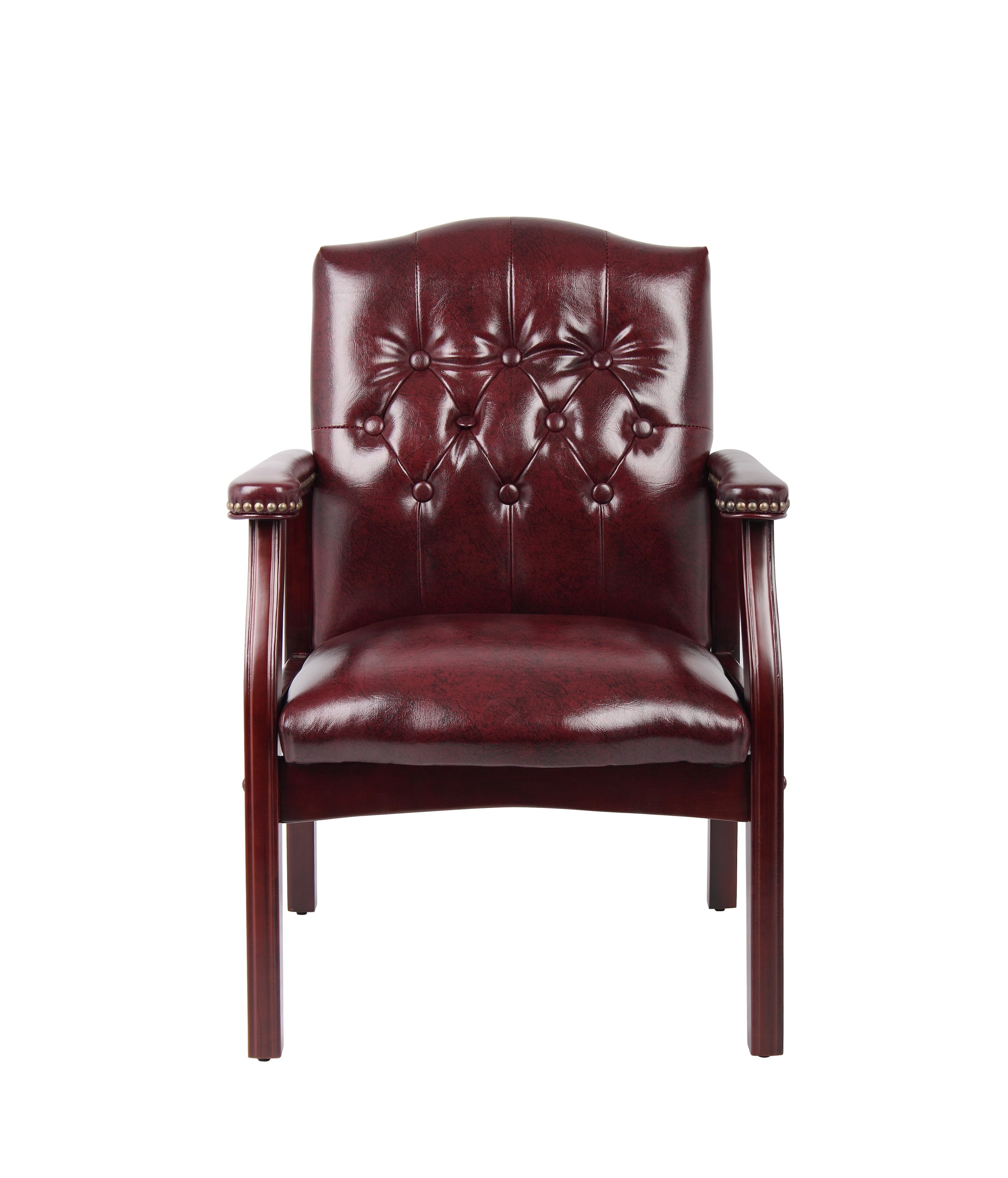 Boss Traditional Oxblood Vinyl guest, accent or dining chair W/ Mahogany Finish image 4
