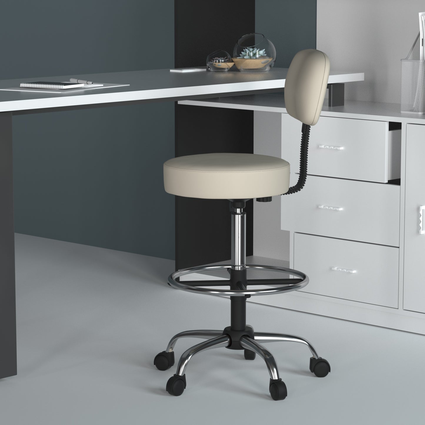 Boss Caressoft Medical/Drafting Stool W/ Back Cushion image 2