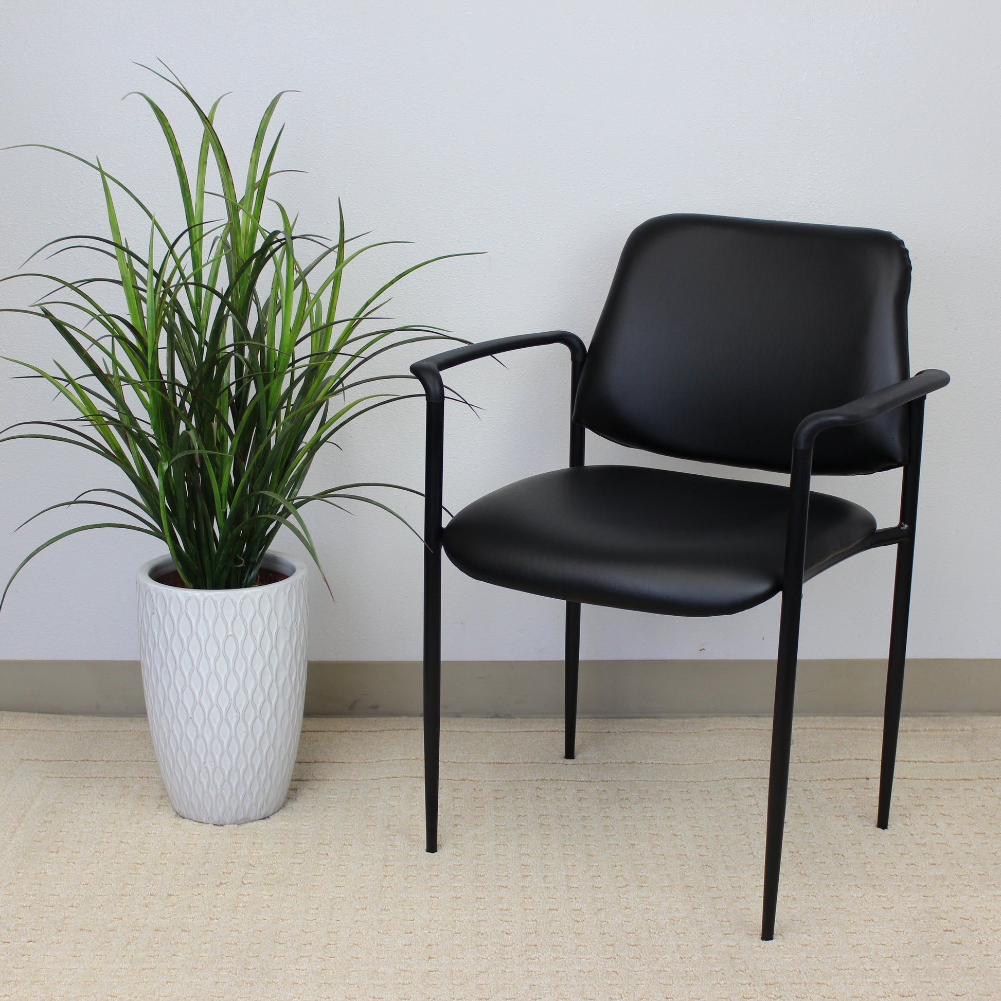 Boss Square Back  Diamond Stacking Chair W/Arm In Black Caressoft image 2