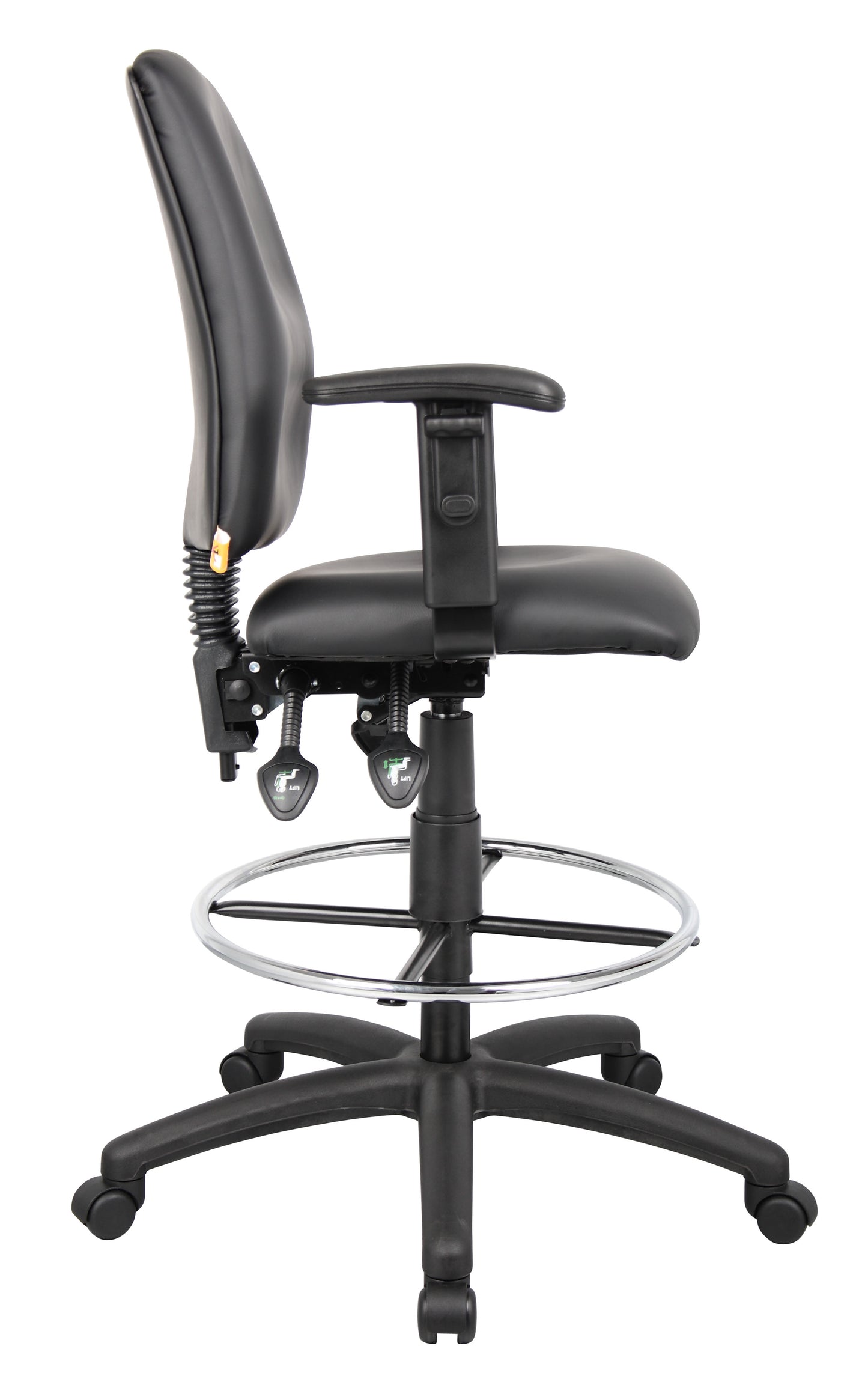 Boss Multi-Function LeatherPlus Drafting Stool W/ Adjustable Arms image 6