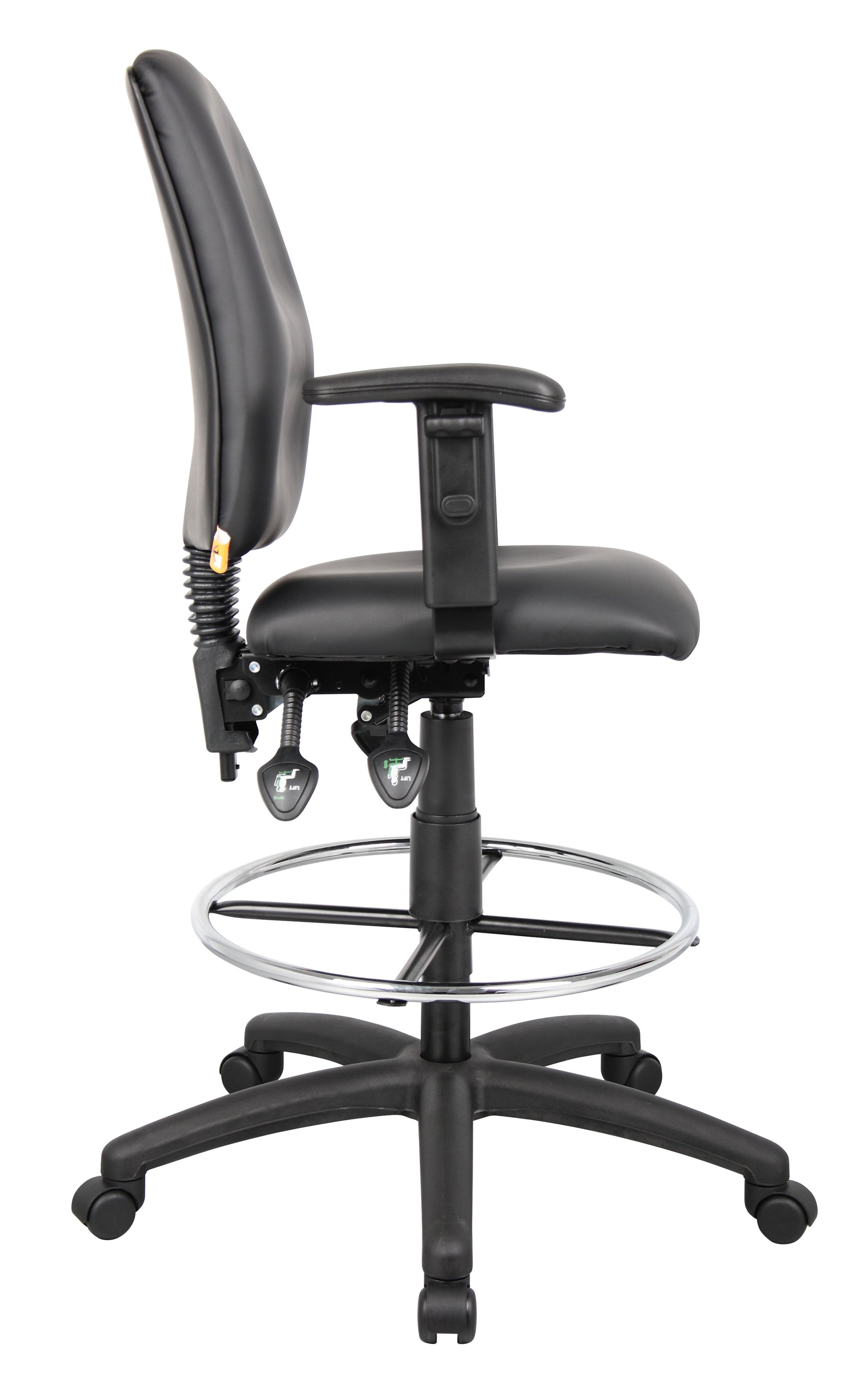 Boss Multi-Function LeatherPlus Drafting Stool W/ Adjustable Arms image 6