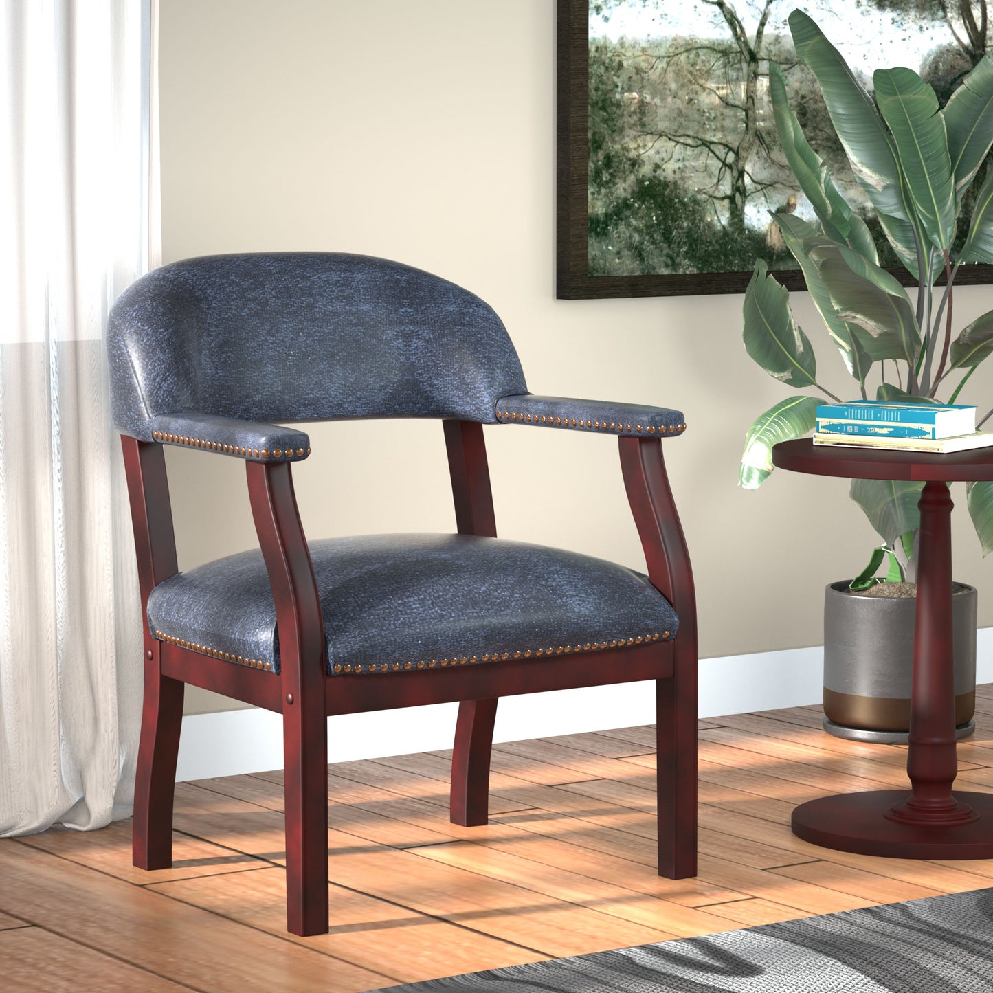 Boss Captain's guest, accent or dining chair in Blue Vinyl image 2