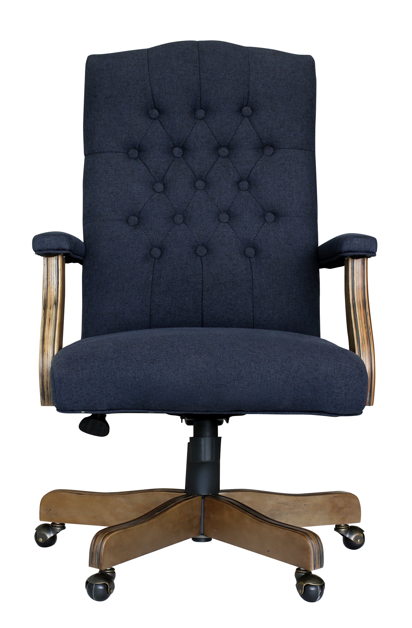 BOSS Executive Navy Commercial Grade Linen Chair With Driftwood Finish Frame image 5