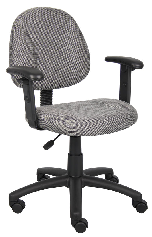 Boss Grey  Deluxe Posture Chair W/ Adjustable Arms