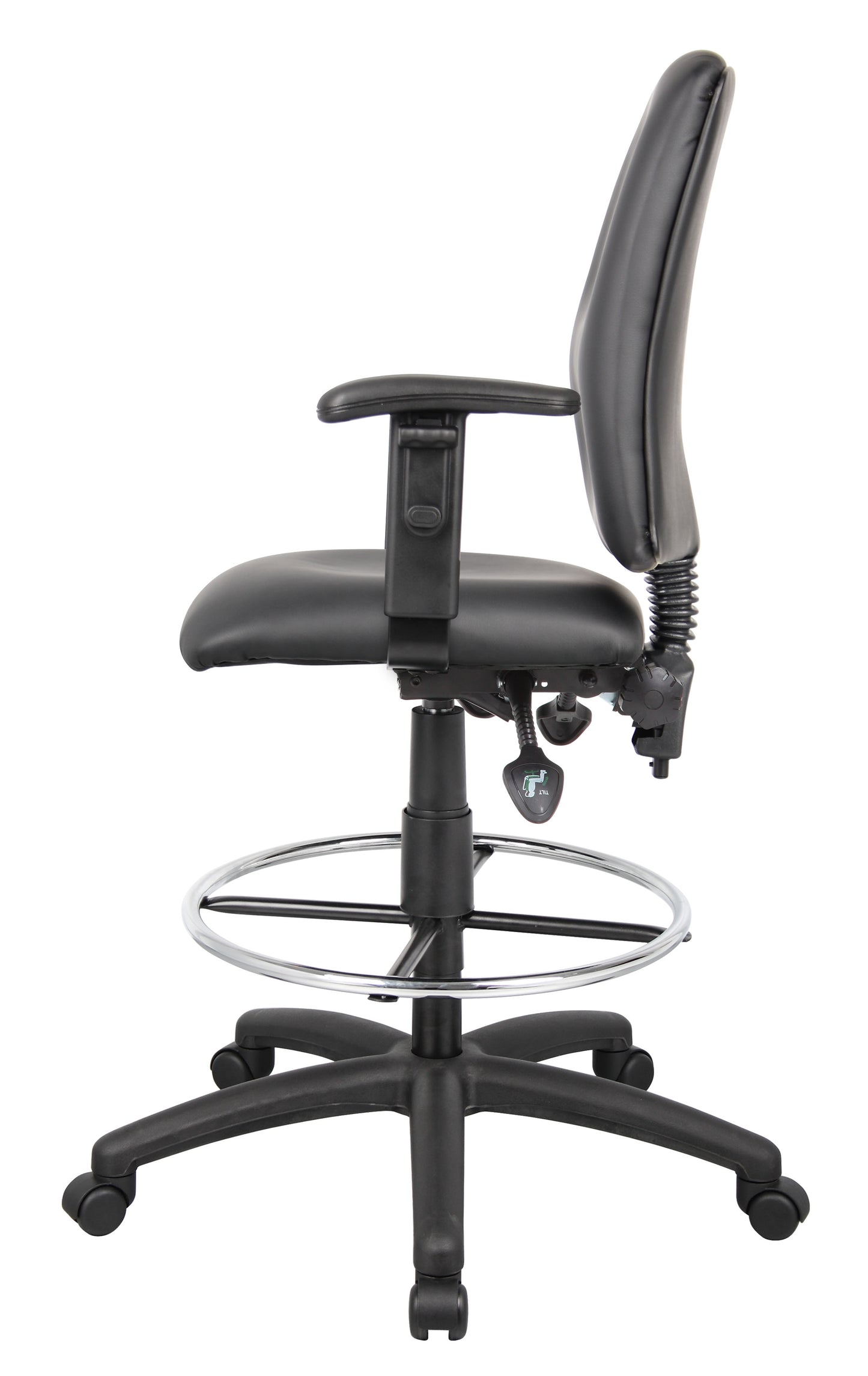 Boss Multi-Function LeatherPlus Drafting Stool W/ Adjustable Arms image 7