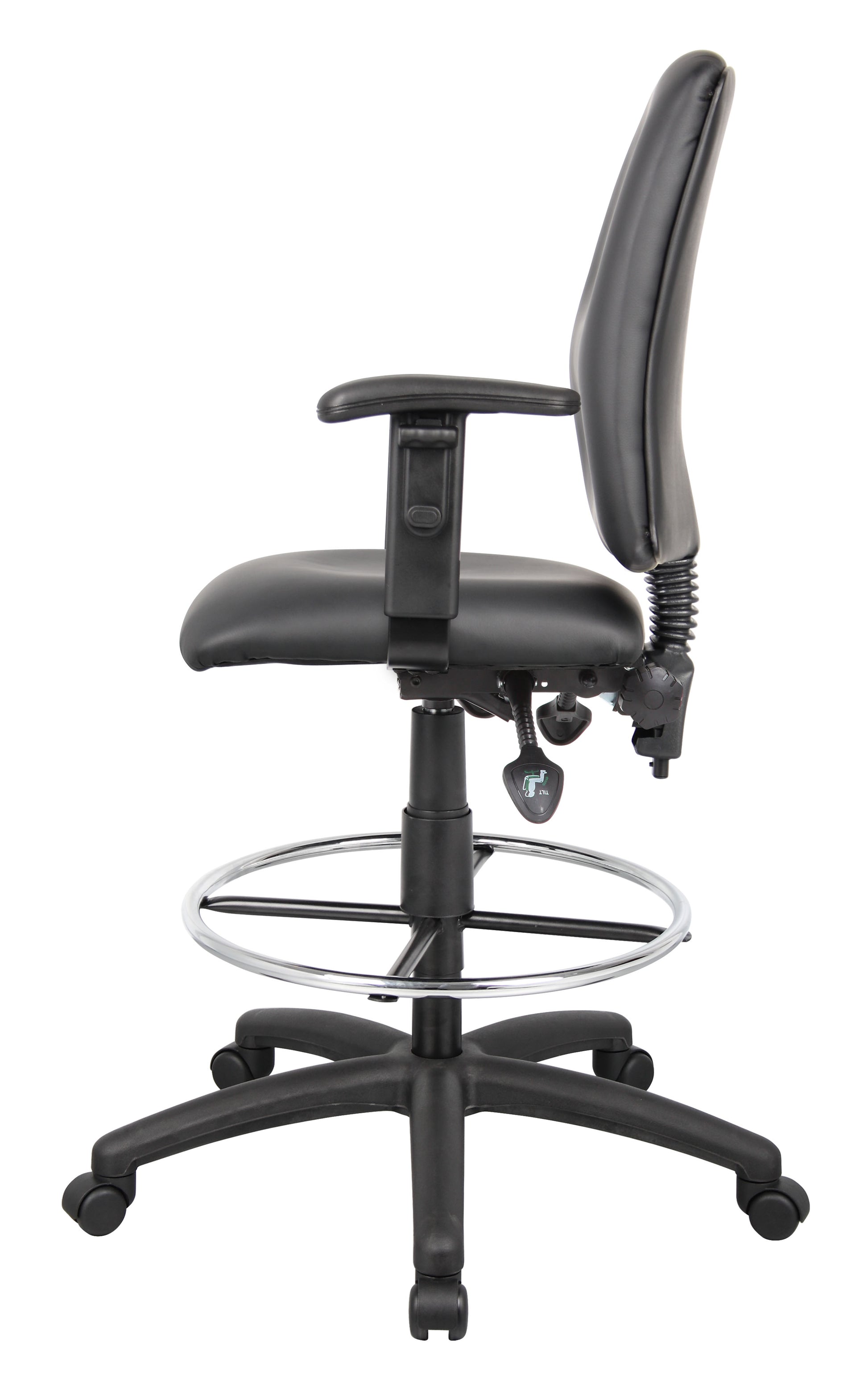 Boss Multi-Function LeatherPlus Drafting Stool W/ Adjustable Arms image 7