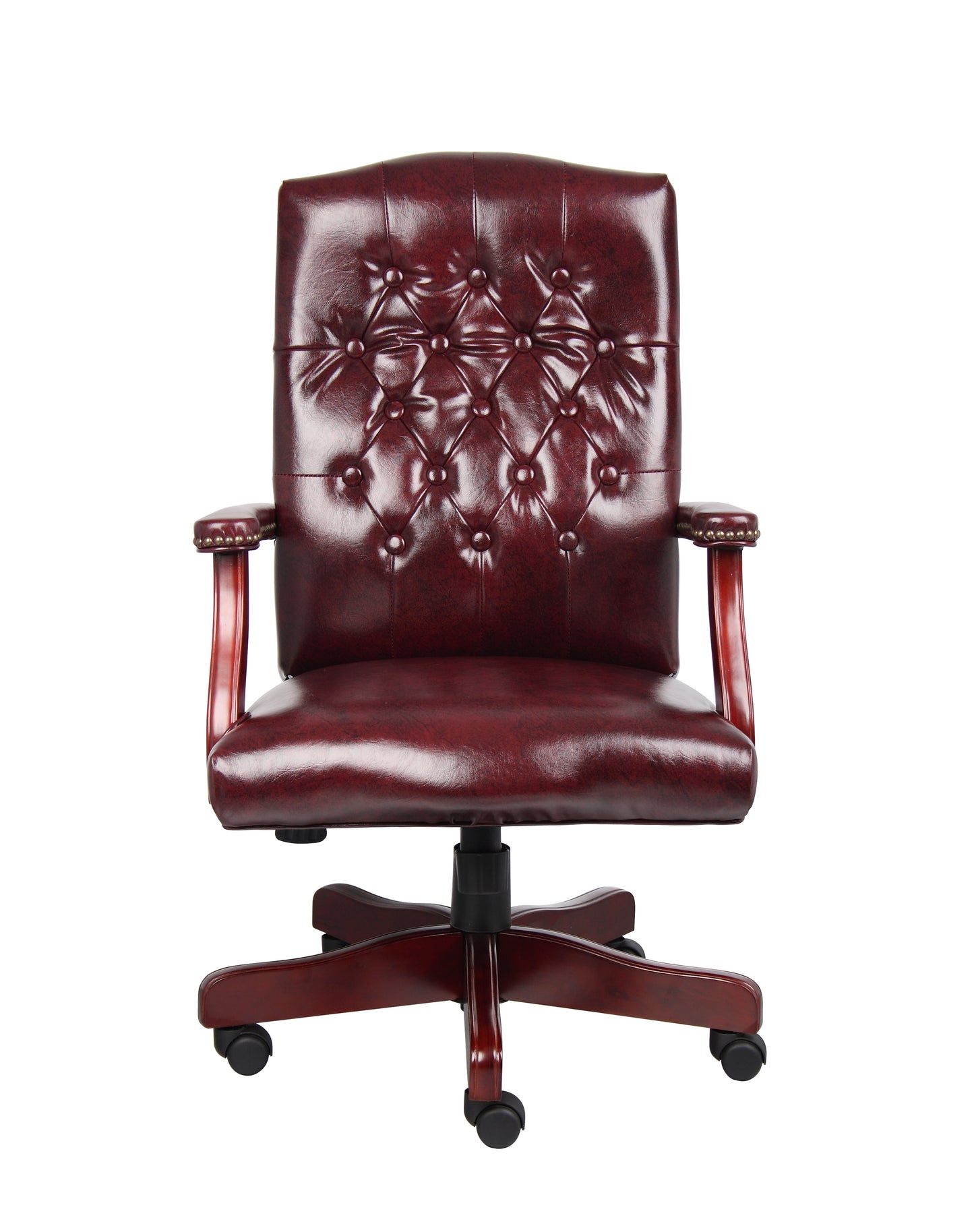 Boss Classic Executive Oxblood Vinyl Chair With Mahogany Finish Frame image 5