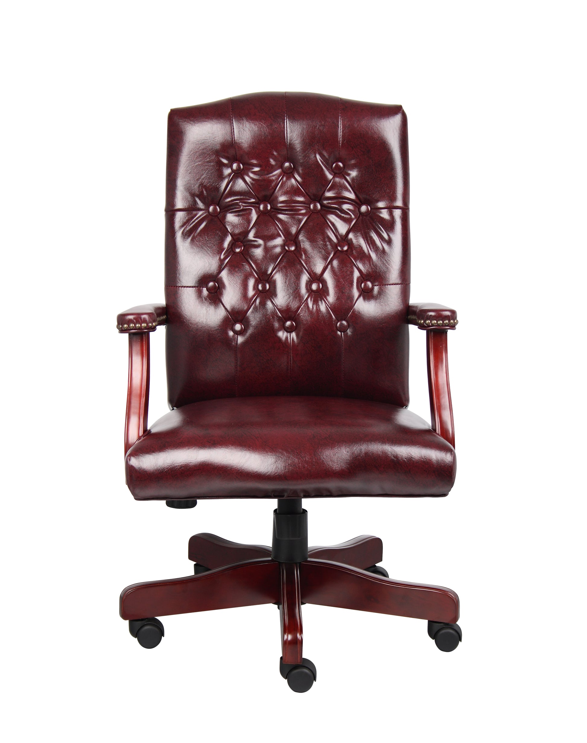 Boss Classic Executive Oxblood Vinyl Chair With Mahogany Finish Frame image 5