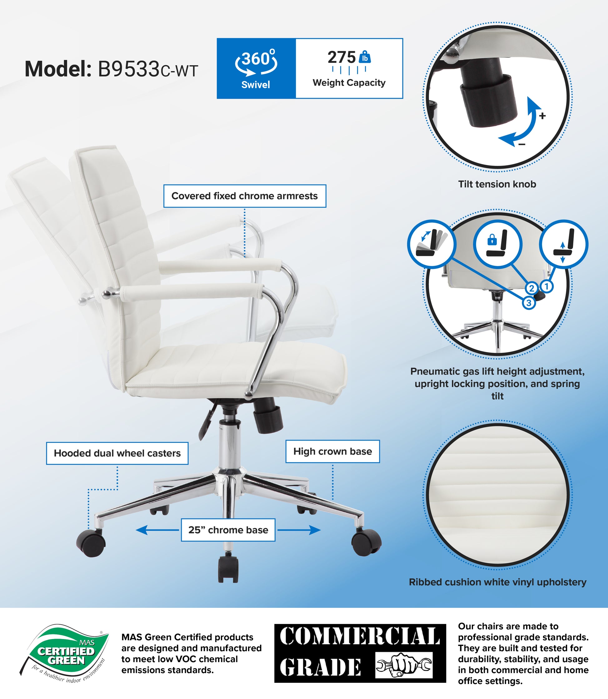 Boss White Vinyl Hospitality Chair image 3