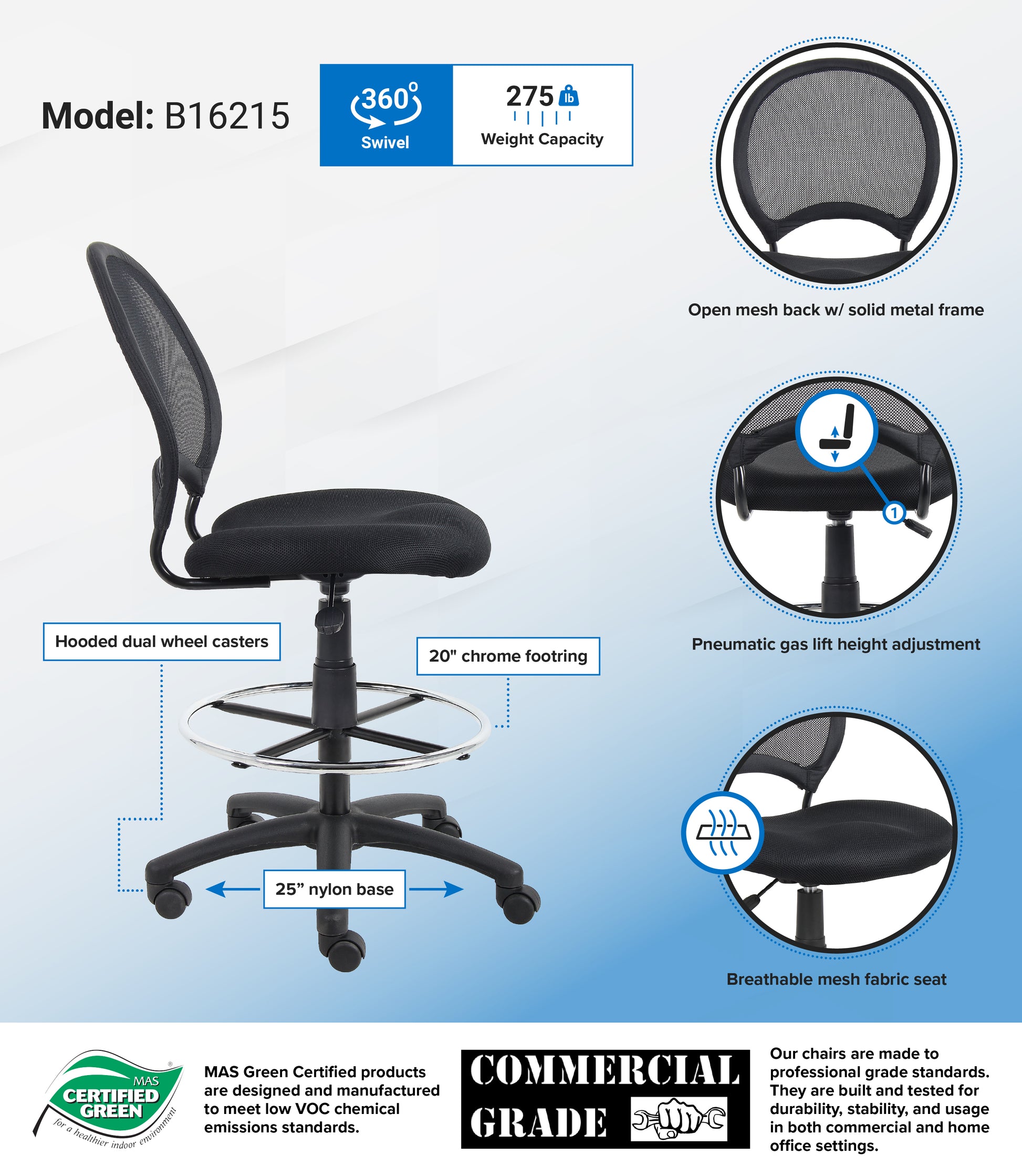 Boss Mesh Drafting Stool image 3