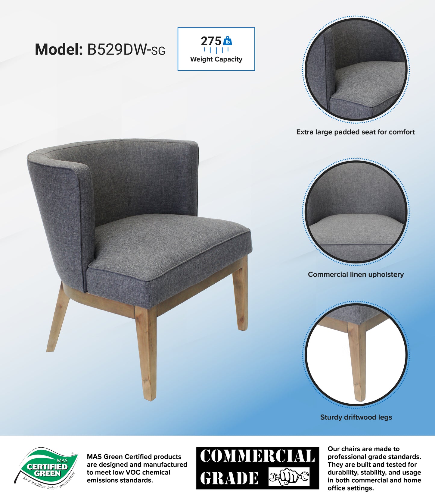 Boss Ava guest, accent or dining chair - Slate Grey image 3