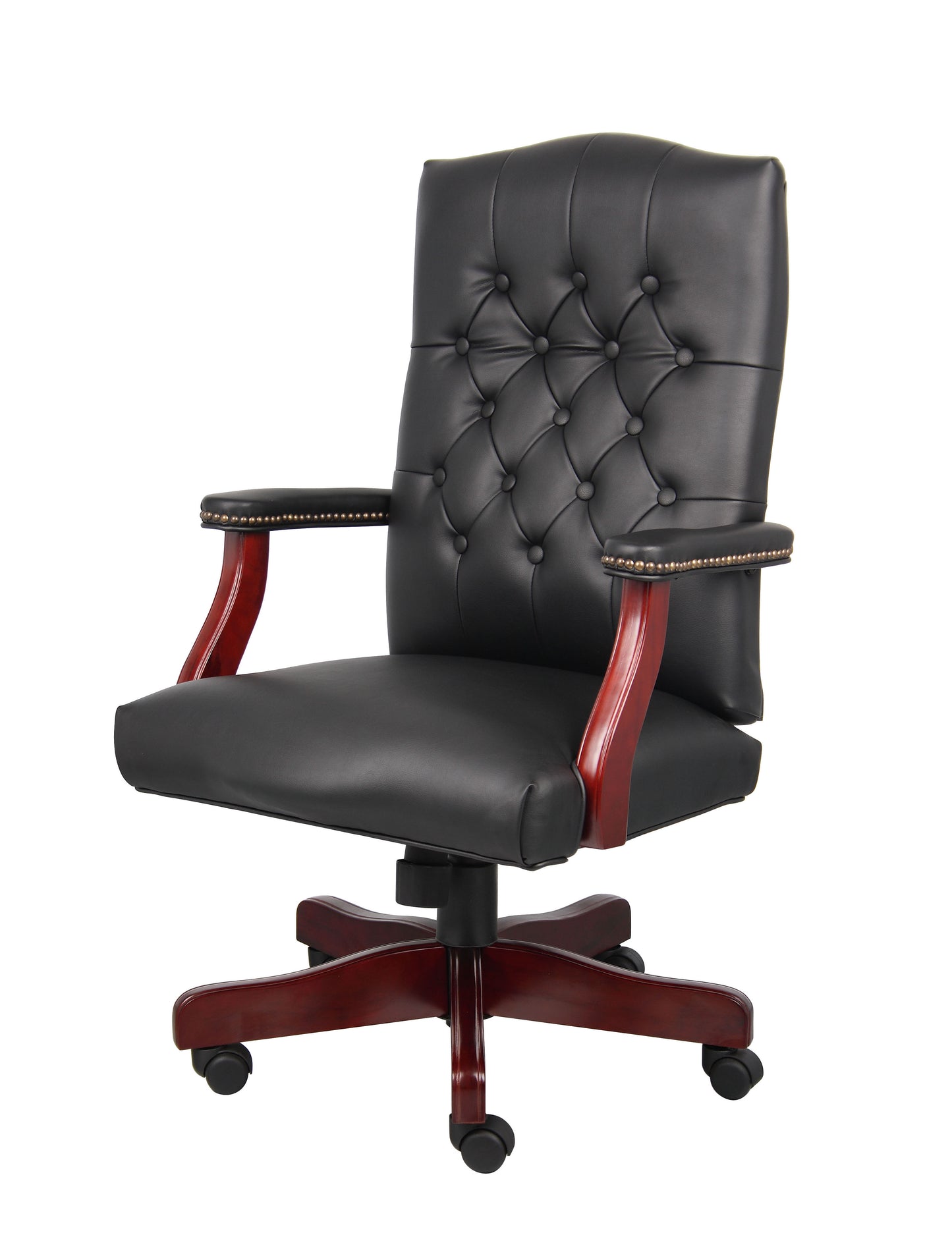 Boss Classic Black Caressoft Chair With Mahogany Finish Frame image 9