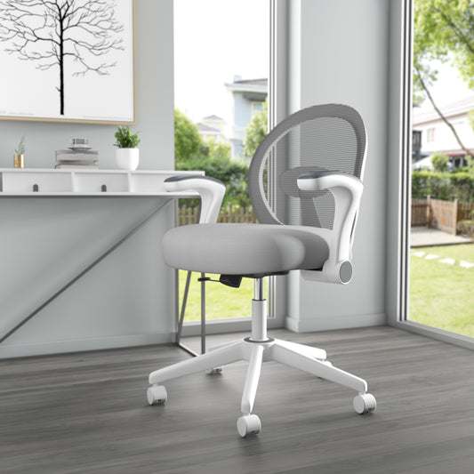 Boss Grey Mesh, Flip Arm, Task Chair, White Frame image 2