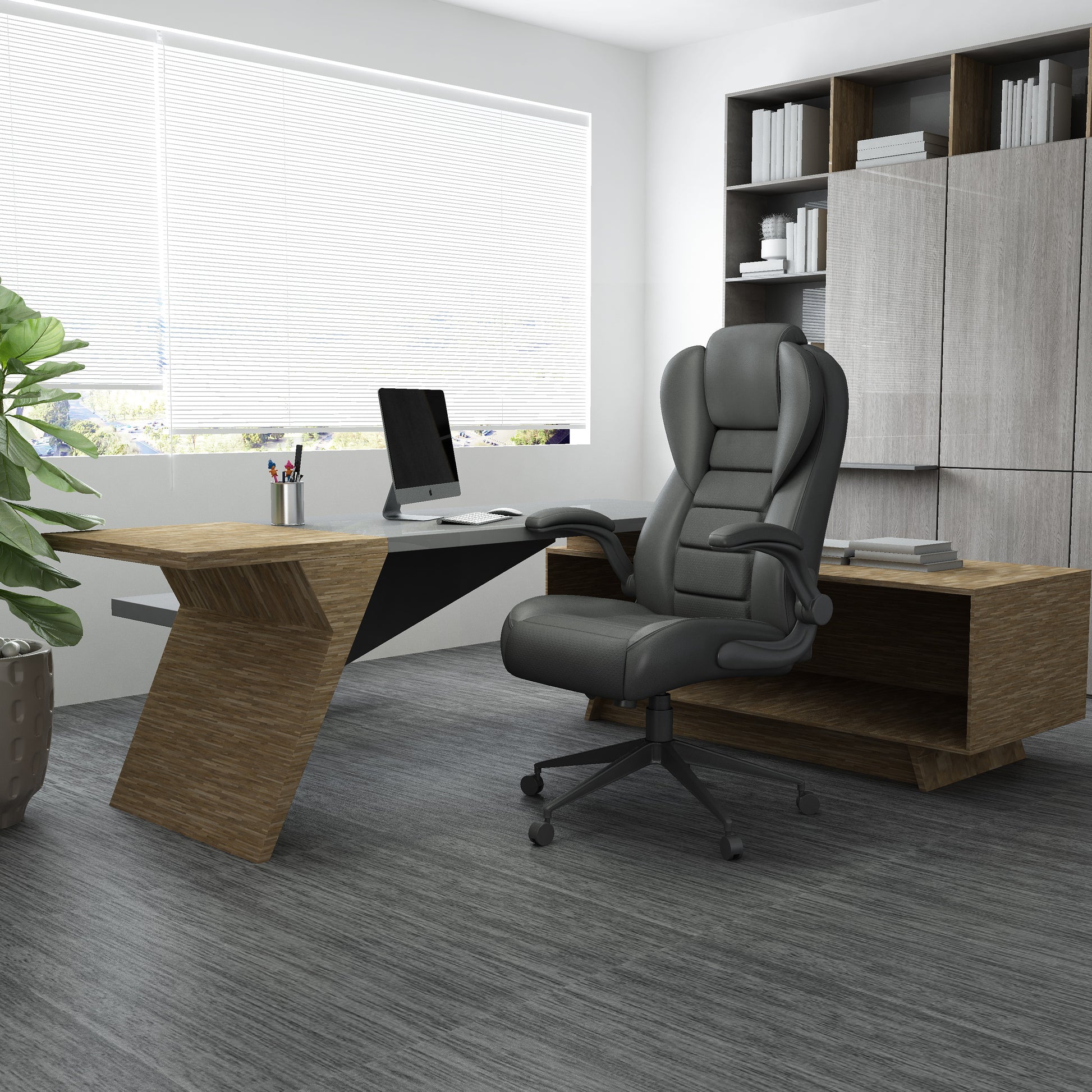 Boss Executive High Back CaressoftPlus Flip Arm Chair image 2