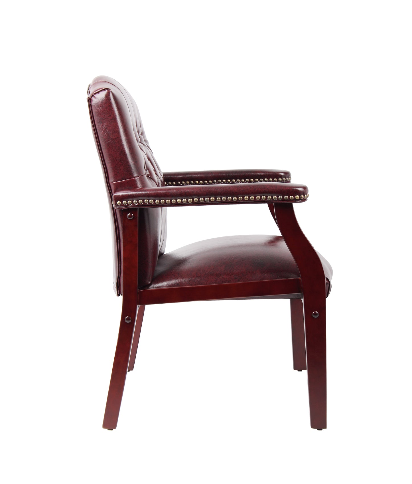 Boss Traditional Oxblood Vinyl guest, accent or dining chair W/ Mahogany Finish image 8
