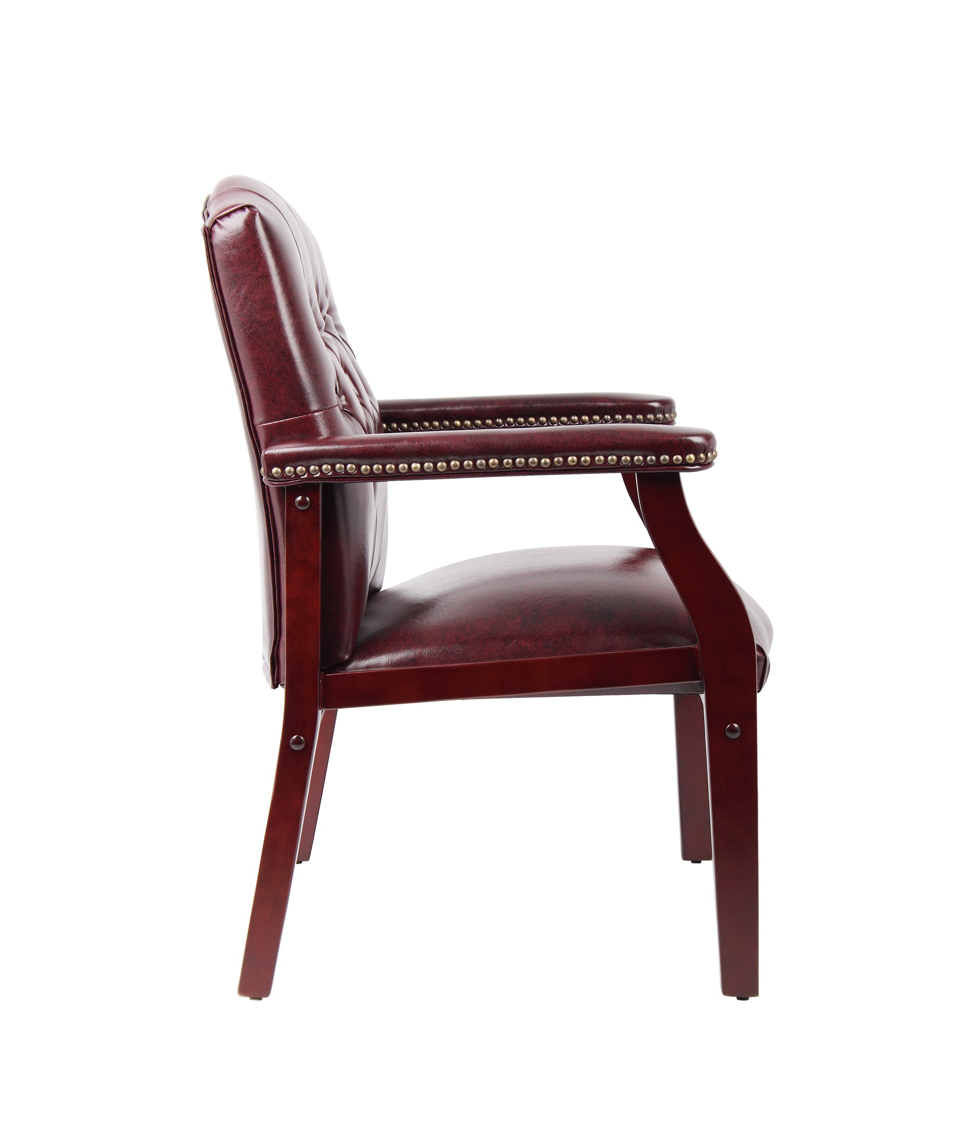 Boss Traditional Oxblood Vinyl guest, accent or dining chair W/ Mahogany Finish image 8