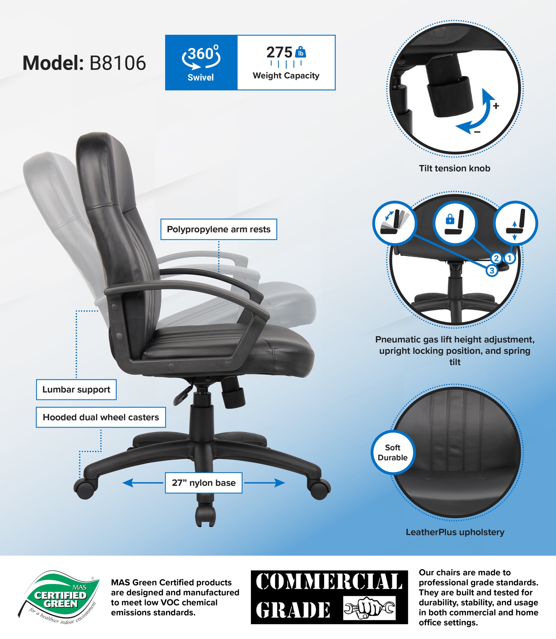 Boss Executive Leather Budget Chair image 3