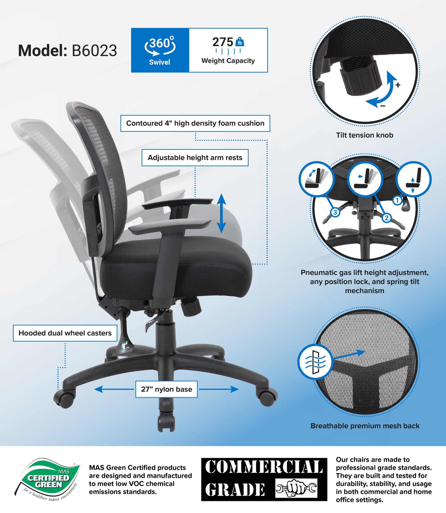 Boss Contract Mesh Task Chair image 3