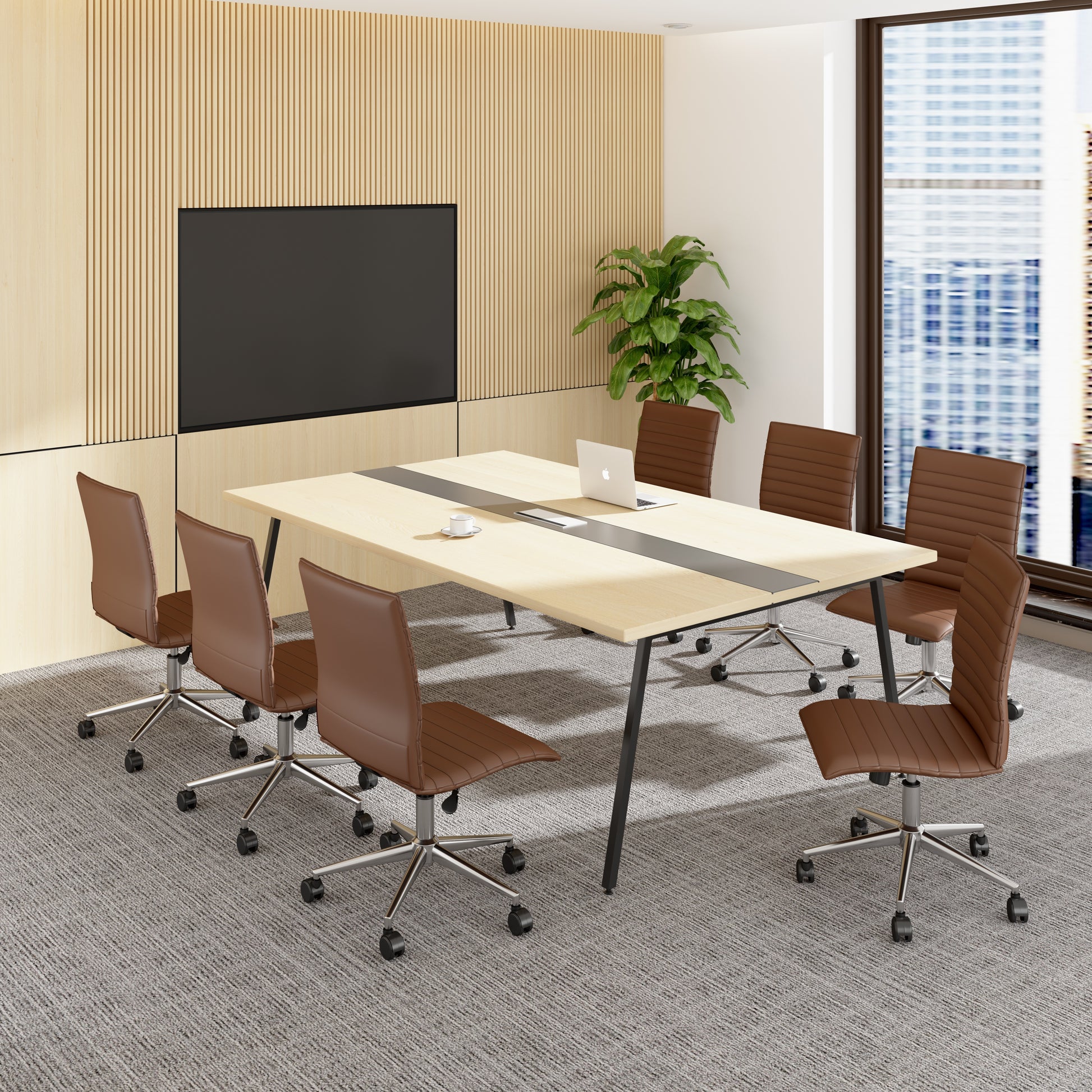 Boss Brown Vinyl Armless Hospitality Chair image 2